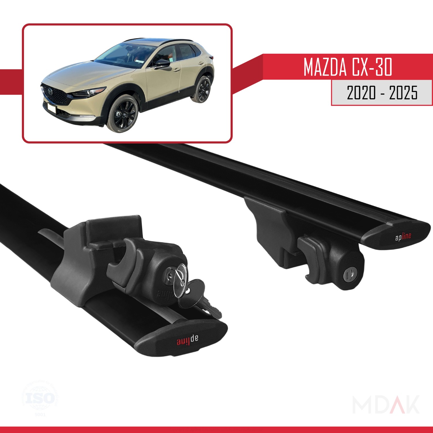 Mazda CX-30 2020-2025 Arası ile Uyumlu HOOK Model Ara Atkı Tavan Barı Siyah 2 Adet - Görsel 5