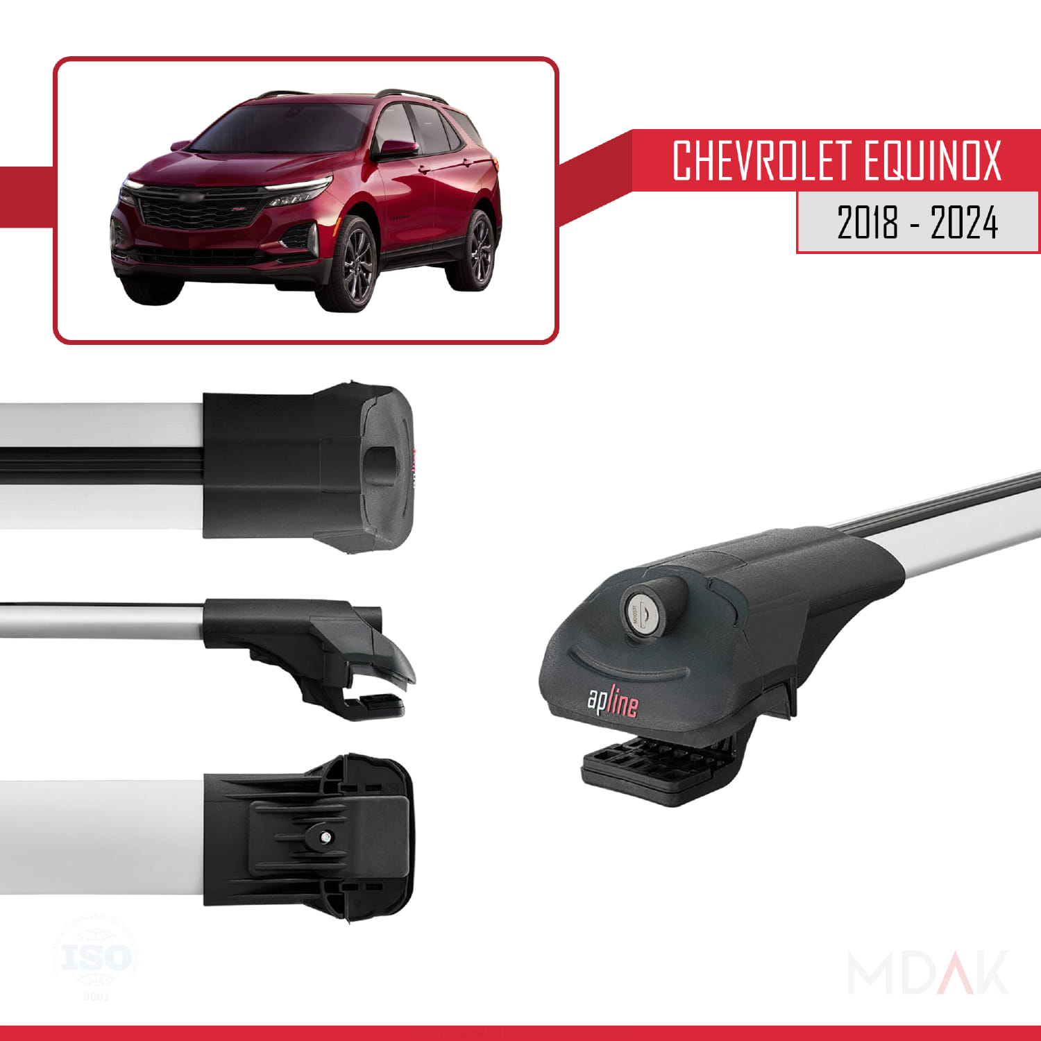 Chevrolet Equinox 2018-2024 Arası ile Uyumlu ACE-1 Ara Atkı Tavan Barı Gri 2 Adet - Görsel 3
