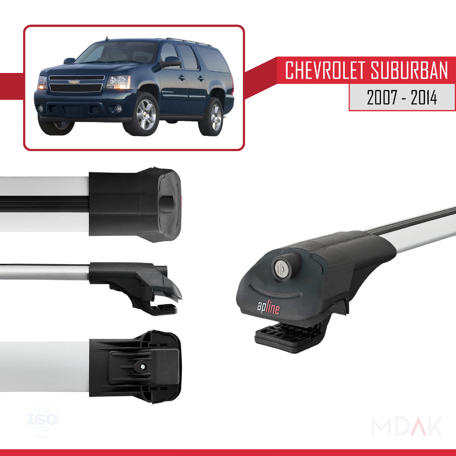 Chevrolet Suburban 2007-2014 Arası ile Uyumlu ACE-1 Ara Atkı Tavan Barı Gri 2 Adet - Görsel 3