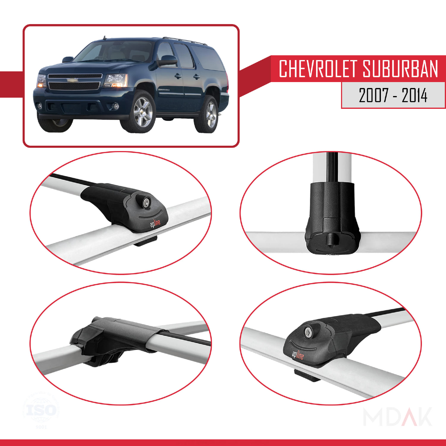 Chevrolet Suburban 2007-2014 Arası ile Uyumlu ACE-1 Ara Atkı Tavan Barı Gri 2 Adet - Görsel 4