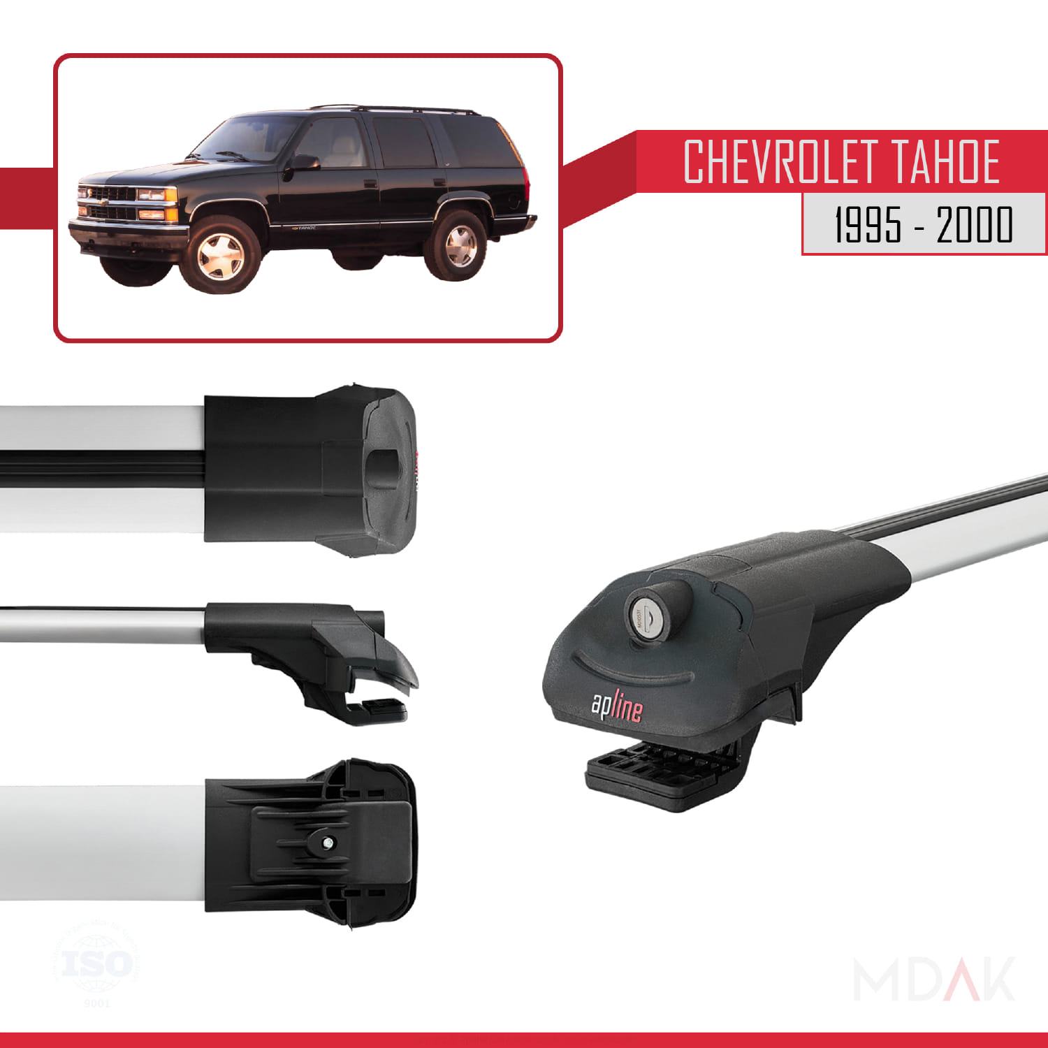 Chevrolet Tahoe 1995-2000 Arası ile Uyumlu ACE-1 Ara Atkı Tavan Barı Gri 3 Adet - Görsel 3