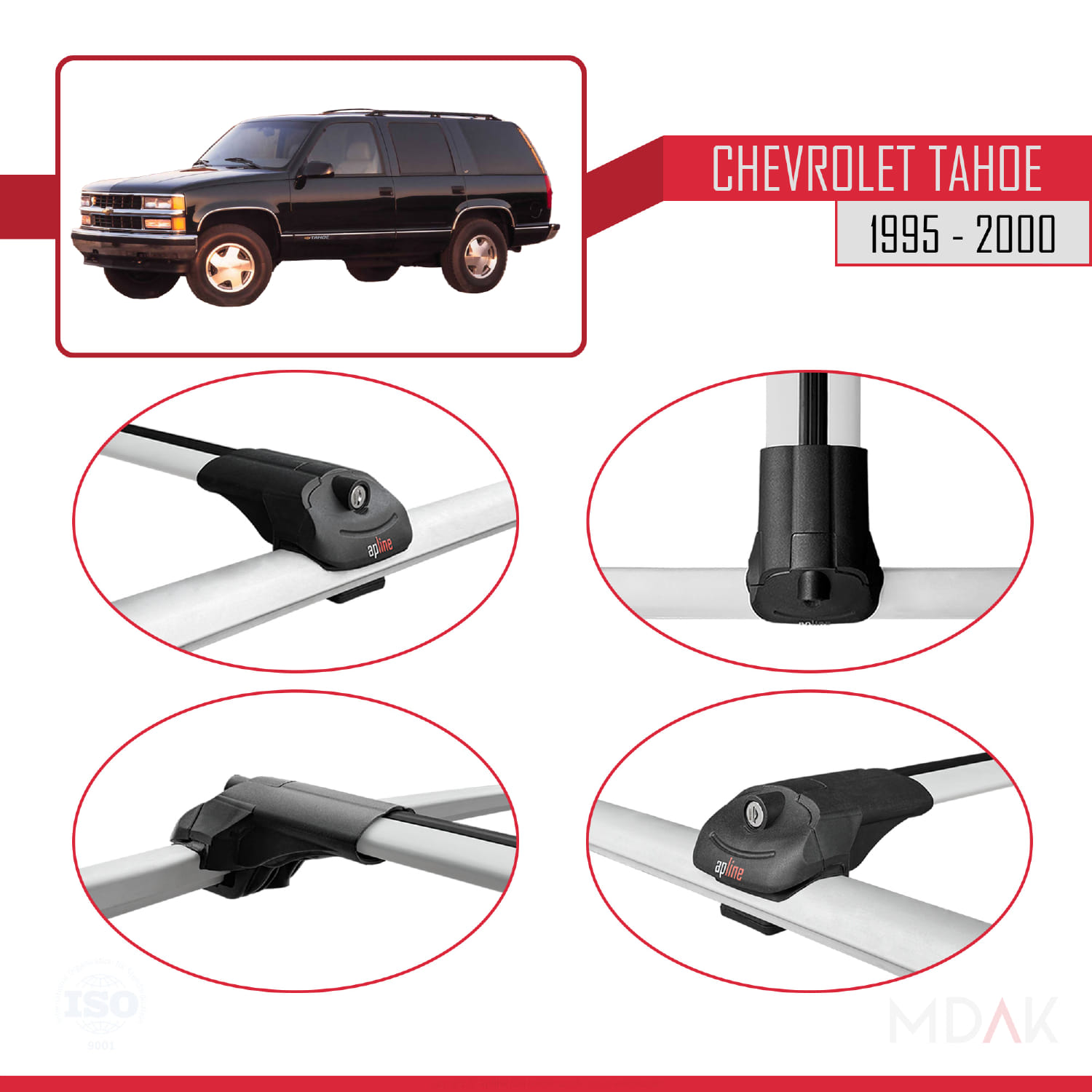 Chevrolet Tahoe 1995-2000 Arası ile Uyumlu ACE-1 Ara Atkı Tavan Barı Gri 3 Adet - Görsel 4