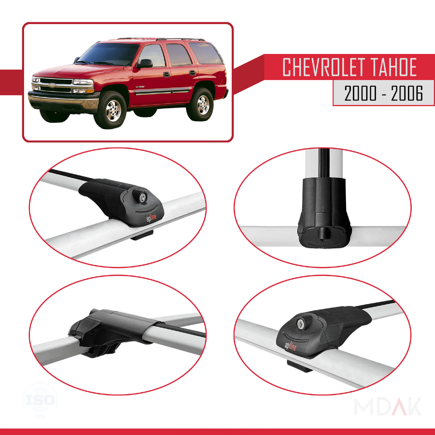 Chevrolet Tahoe 2000-2006 Arası ile Uyumlu ACE-1 Ara Atkı Tavan Barı Gri 3 Adet - Görsel 4