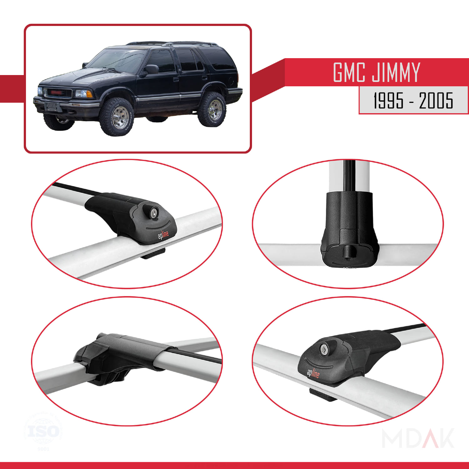 GMC Jimmy 1995-2005 Arası ile Uyumlu ACE-1 Ara Atkı Tavan Barı Gri 2 Adet - Görsel 4