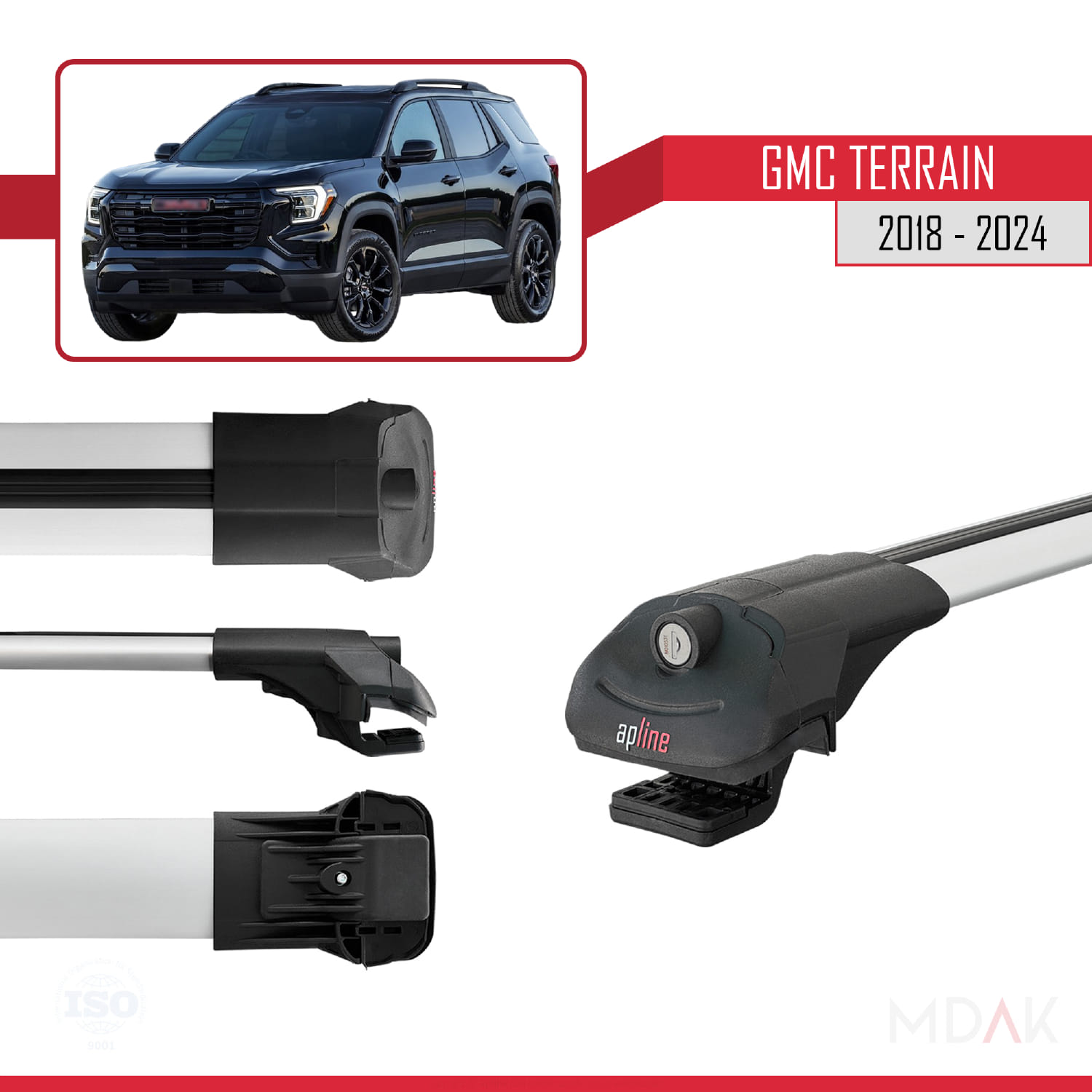 GMC Terrain 2018-2024 Arası ile Uyumlu ACE-1 Ara Atkı Tavan Barı Gri 2 Adet - Görsel 3