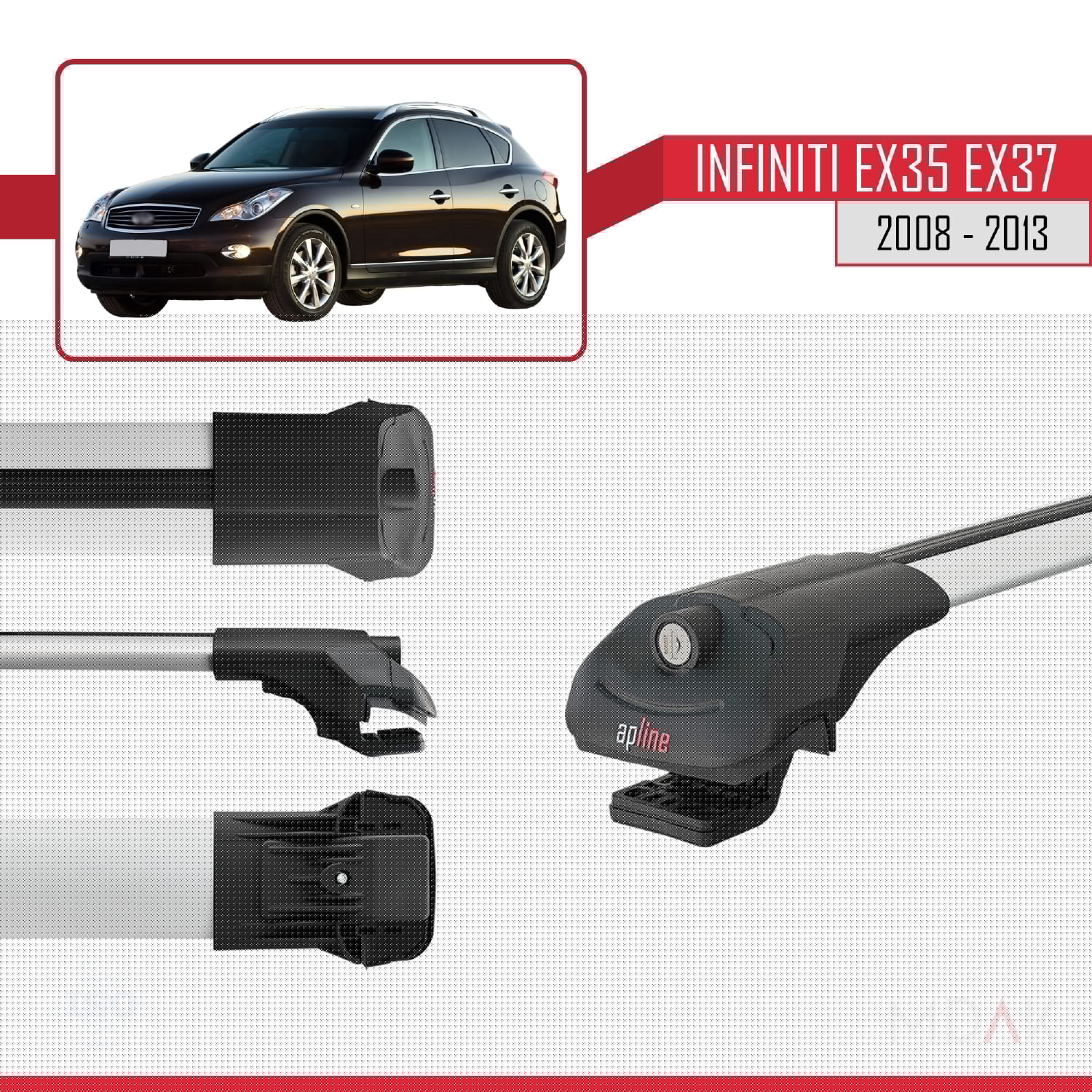 Infiniti EX35 EX37 2008-2013 Arası ile Uyumlu ACE-1 Ara Atkı Tavan Barı Gri 3 Adet - Görsel 3
