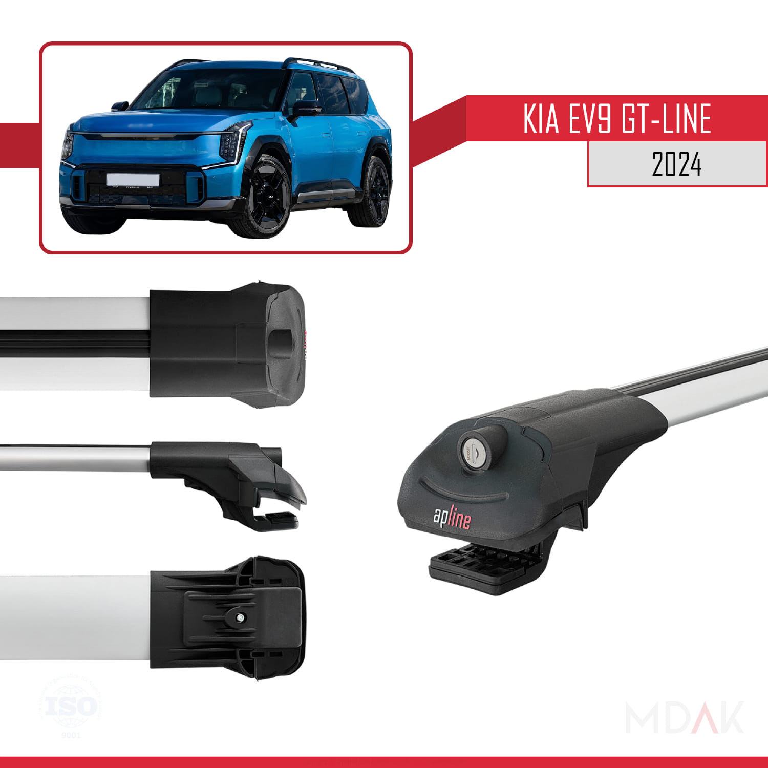 KIA EV9 GT-LINE 2024 ve Sonrası ile Uyumlu ACE-1 Ara Atkı Tavan Barı Gri 2 Adet - Görsel 3