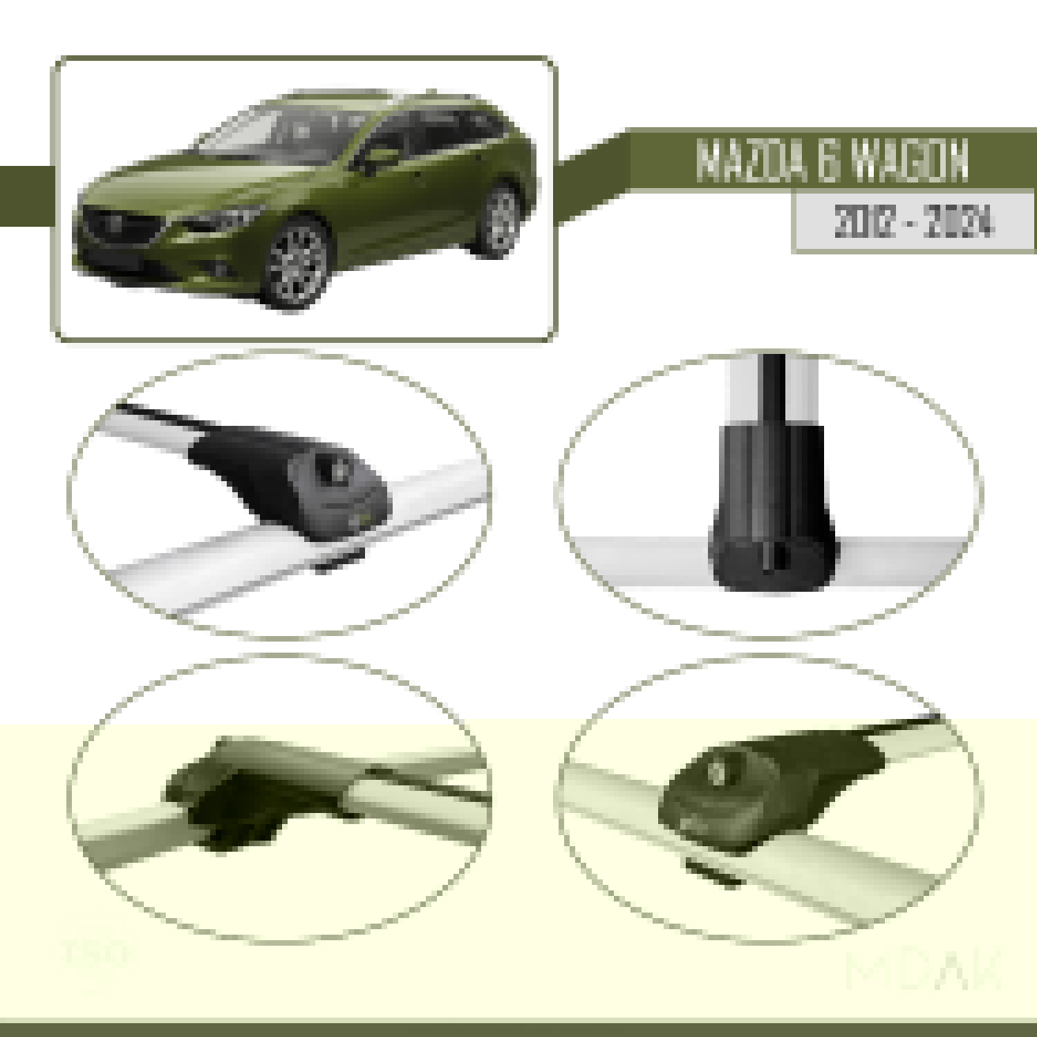Mazda 6 Wagon 2012-2024 Arası ile Uyumlu ACE-1 Ara Atkı Tavan Barı Gri 2 Adet - Görsel 4