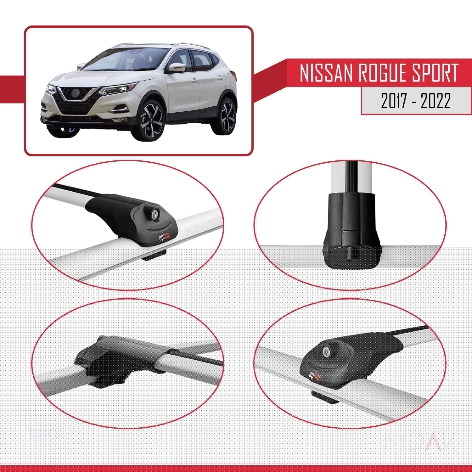 Nissan Rogue Sport 2017-2022 Arası ile Uyumlu ACE-1 Ara Atkı Tavan Barı Gri 2 Adet - Görsel 4
