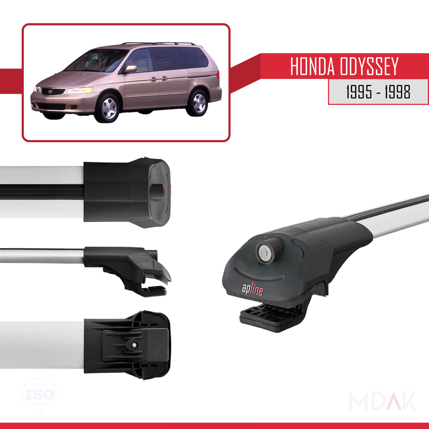 Honda Odyssey 1995-1998 Arası ile Uyumlu ACE-1 Ara Atkı Tavan Barı Gri 3 Adet - Görsel 3