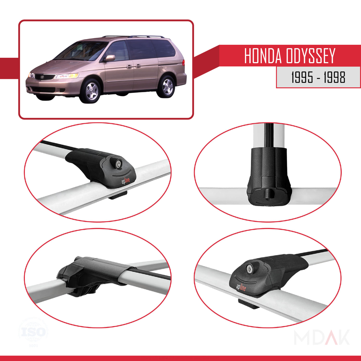 Honda Odyssey 1995-1998 Arası ile Uyumlu ACE-1 Ara Atkı Tavan Barı Gri 2 Adet - Görsel 4