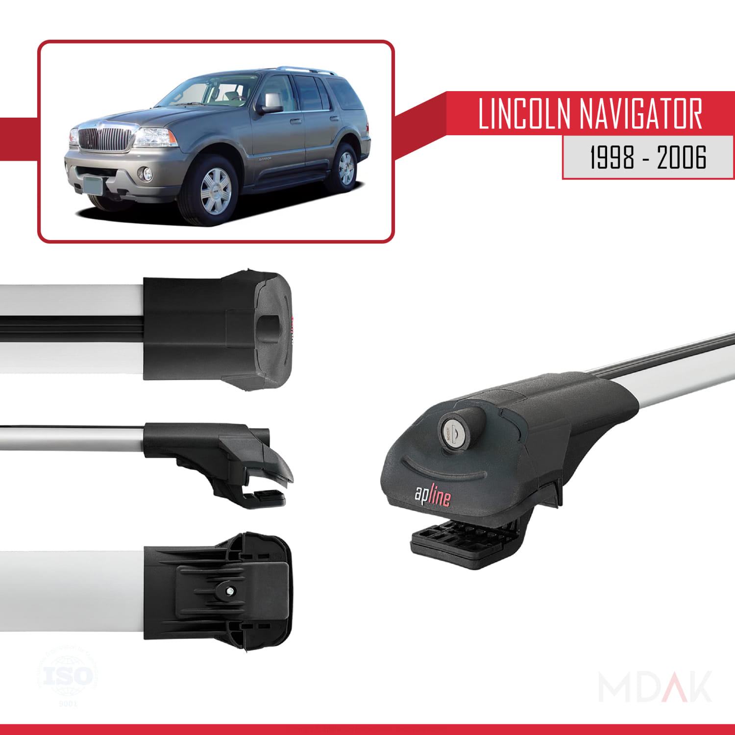 Lincoln Navigator 1998-2006 Arası ile Uyumlu ACE-1 Ara Atkı Tavan Barı Gri 2 Adet - Görsel 3