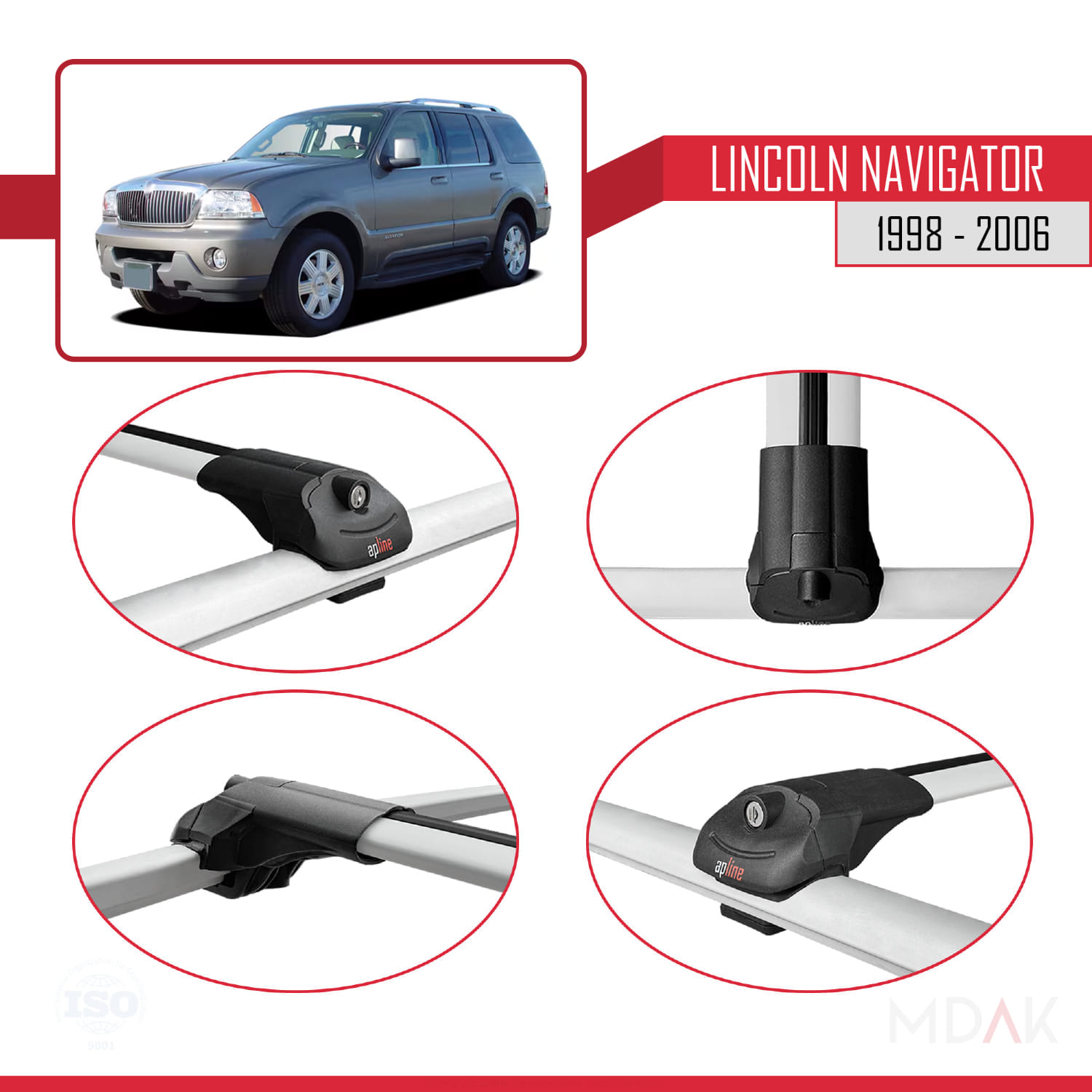 Lincoln Navigator 1998-2006 Arası ile Uyumlu ACE-1 Ara Atkı Tavan Barı Gri 2 Adet - Görsel 4