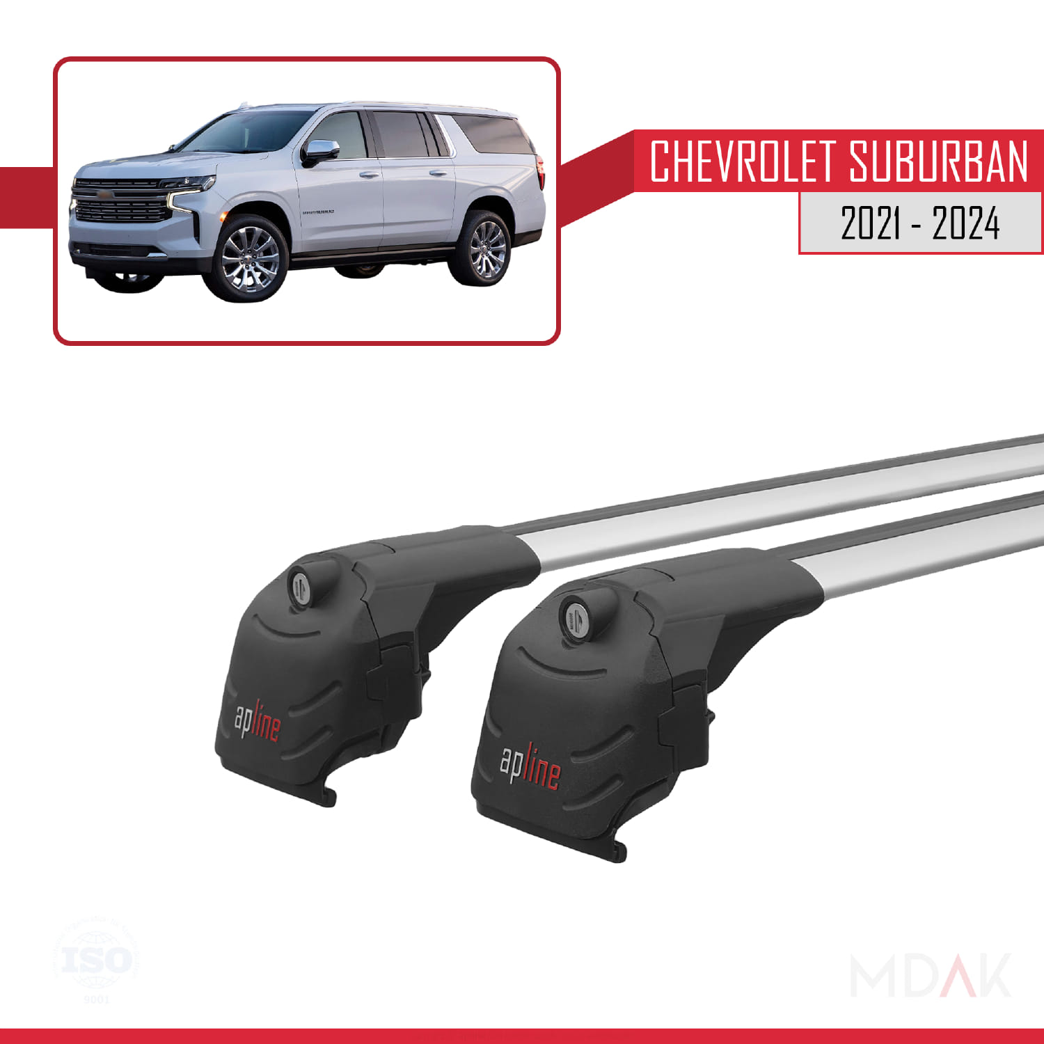 Chevrolet Suburban 2021-2024 Arası ile Uyumlu ACE-2 Model Ara Atkı Tavan Barı Gri 2 Adet - Görsel 9