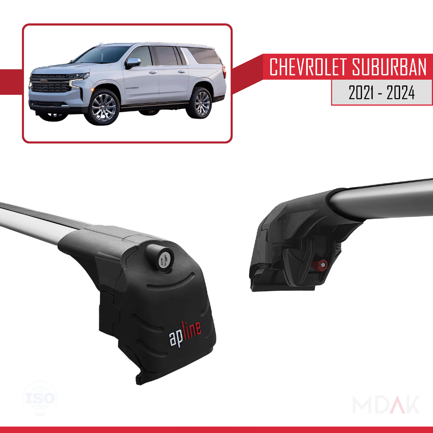 Chevrolet Suburban 2021-2024 Arası ile Uyumlu ACE-2 Model Ara Atkı Tavan Barı Gri 2 Adet - Görsel 3