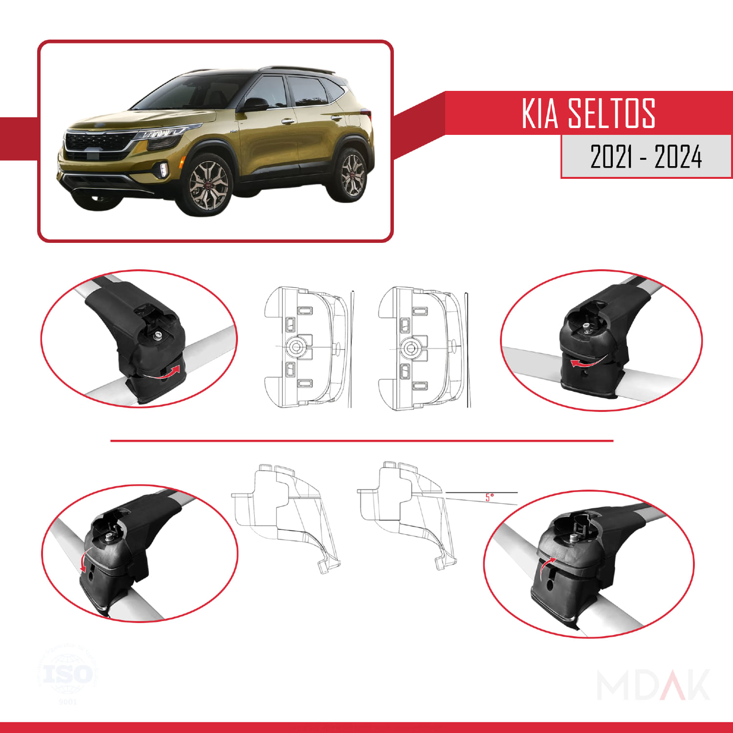 Kia Seltos 2021-2024 Arası ile Uyumlu ACE-2 Model Ara Atkı Tavan Barı Gri 2 Adet - Görsel 4