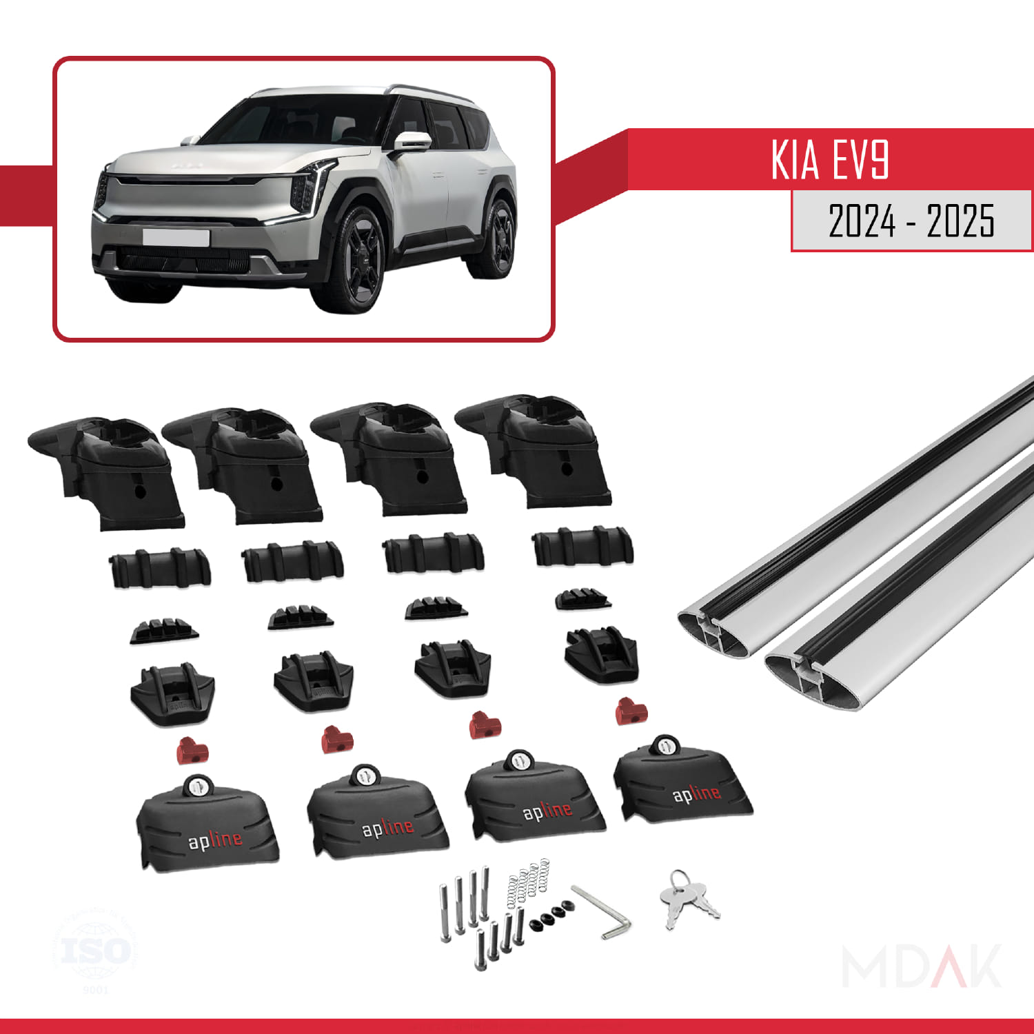 Kia E V9 2024-2025 Arası ile Uyumlu ACE-2 Model Ara Atkı Tavan Barı Gri 2 Adet - Görsel 5