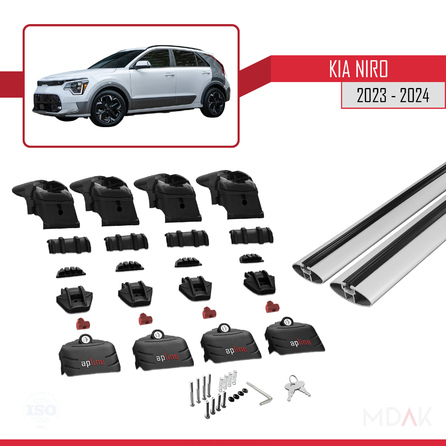 Kia Niro 2023-2024 Arası ile Uyumlu ACE-2 Model Ara Atkı Tavan Barı Gri 2 Adet - Görsel 5