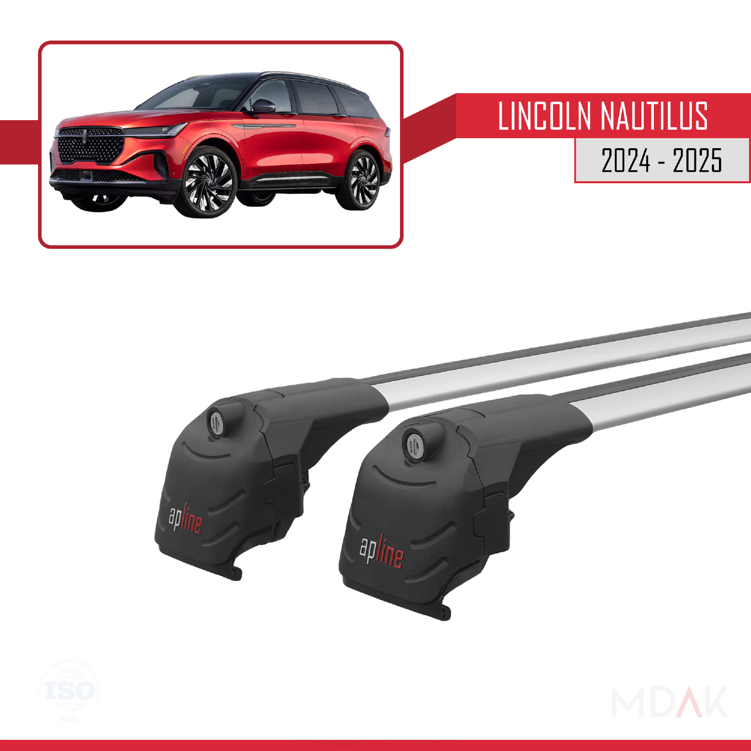 Lincoln Nautilus 2024-2025 Arası ile Uyumlu ACE-2 Model Ara Atkı Tavan Barı Gri 2 Adet - Görsel 9