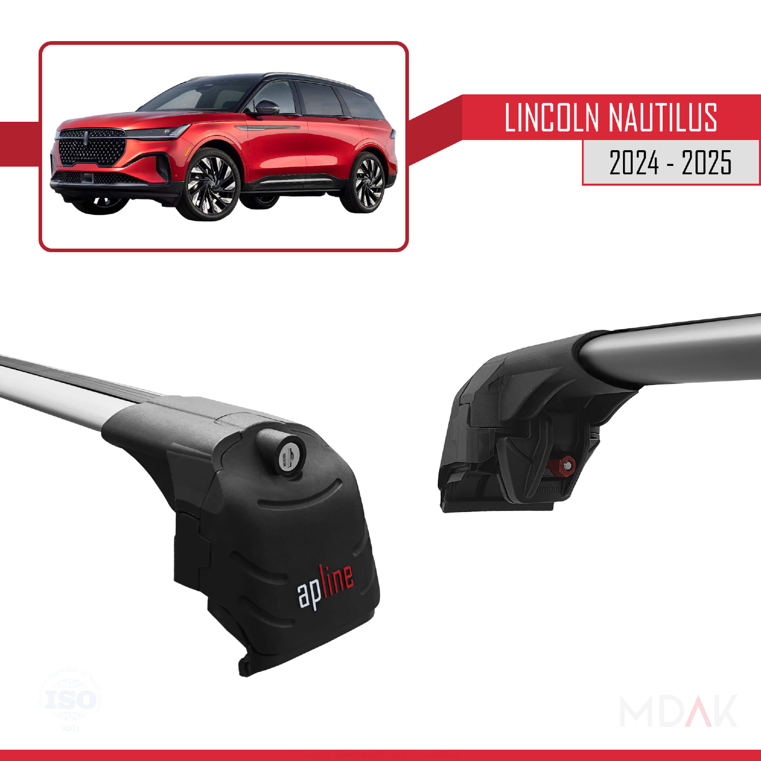 Lincoln Nautilus 2024-2025 Arası ile Uyumlu ACE-2 Model Ara Atkı Tavan Barı Gri 2 Adet - Görsel 3