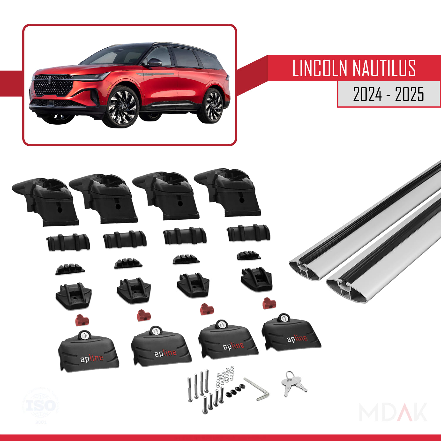 Lincoln Nautilus 2024-2025 Arası ile Uyumlu ACE-2 Model Ara Atkı Tavan Barı Gri 2 Adet - Görsel 5