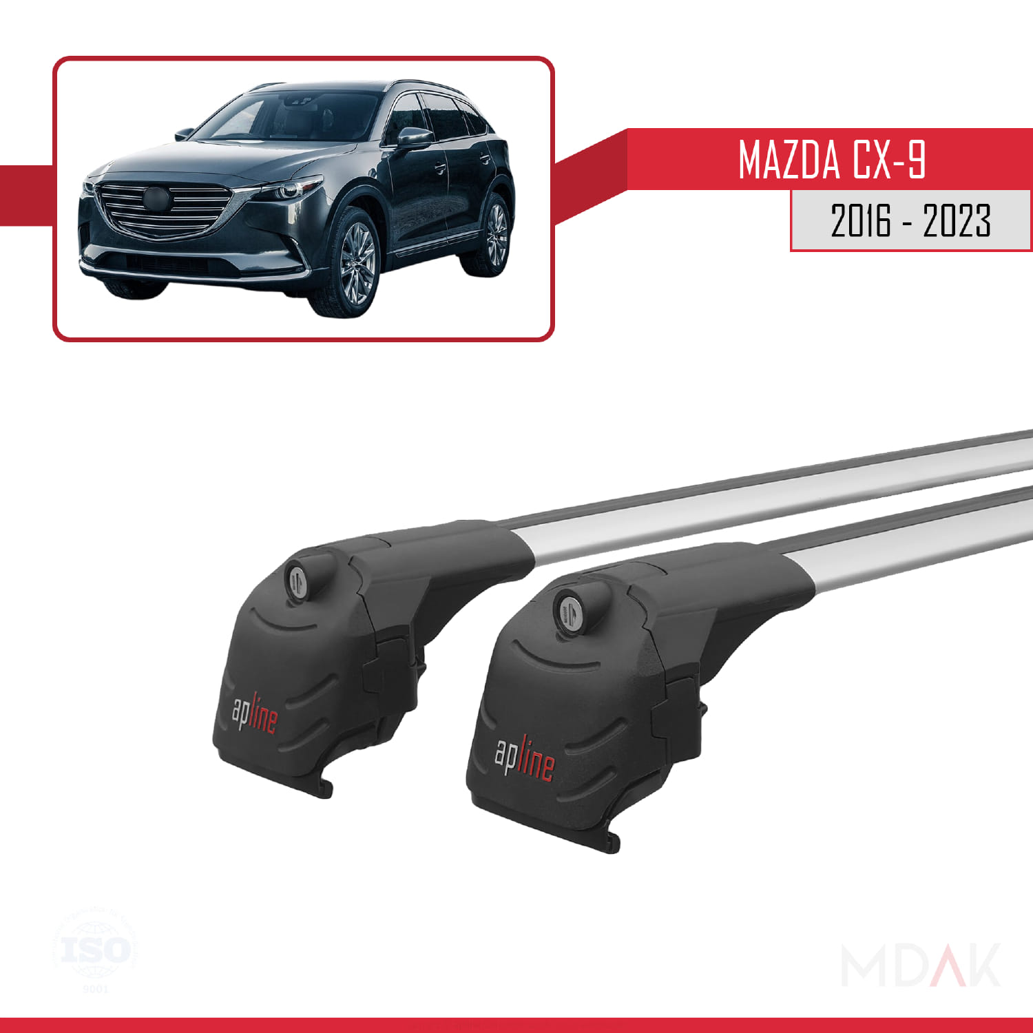 Mazda CX-9 2016-2023 Arası ile Uyumlu ACE-2 Model Ara Atkı Tavan Barı Gri 2 Adet - Görsel 9