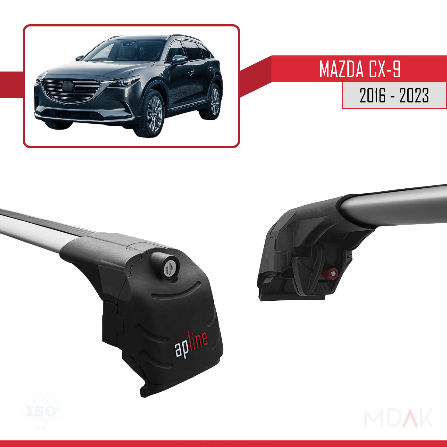 Mazda CX-9 2016-2023 Arası ile Uyumlu ACE-2 Model Ara Atkı Tavan Barı Gri 2 Adet - Görsel 3