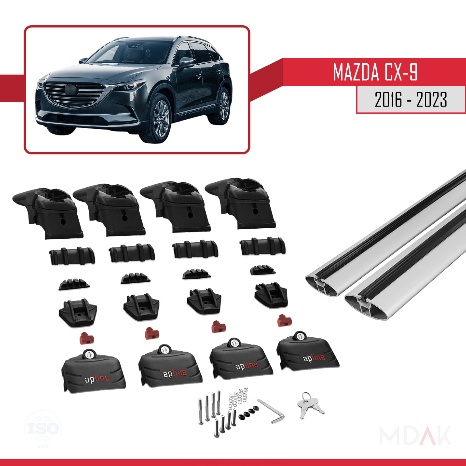 Mazda CX-9 2016-2023 Arası ile Uyumlu ACE-2 Model Ara Atkı Tavan Barı Gri 2 Adet - Görsel 5