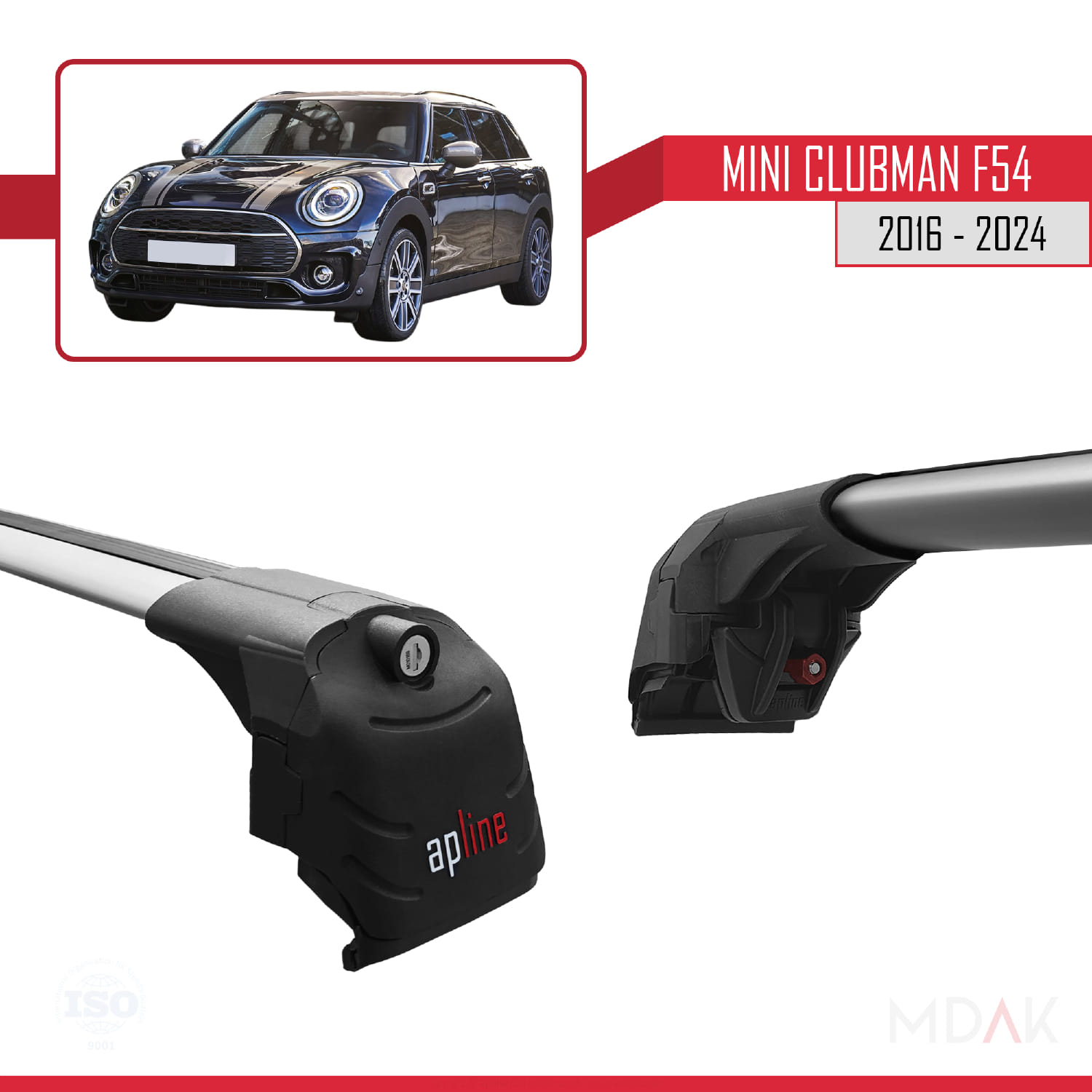 Mini Clubman F54 2016-2024 Arası ile Uyumlu ACE-2 Model Ara Atkı Tavan Barı Gri 2 Adet - Görsel 3