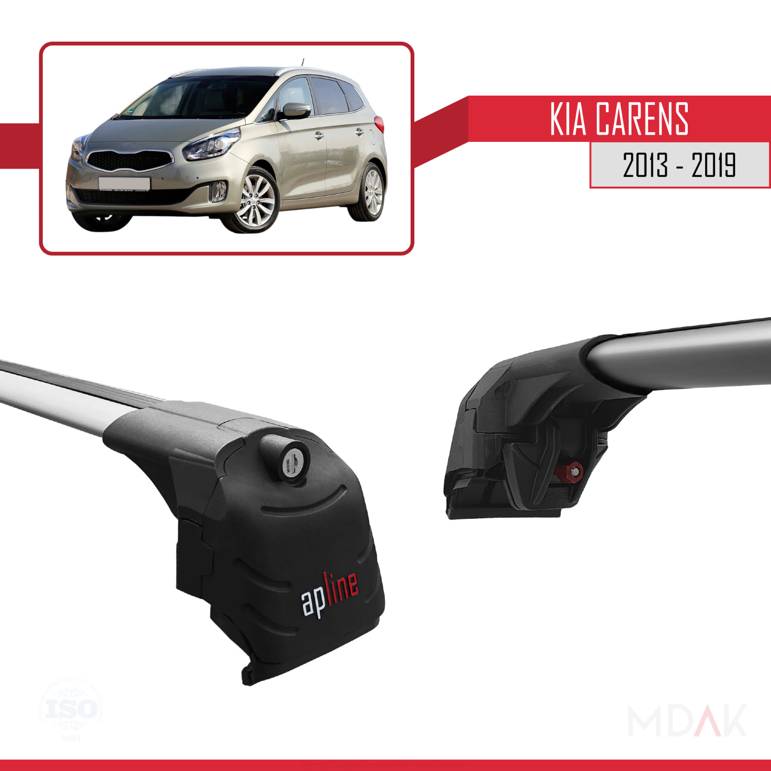 Kia Carens 2013-2019 Arası ile Uyumlu ACE-2 Model Ara Atkı Tavan Barı Gri 2 Adet - Görsel 3
