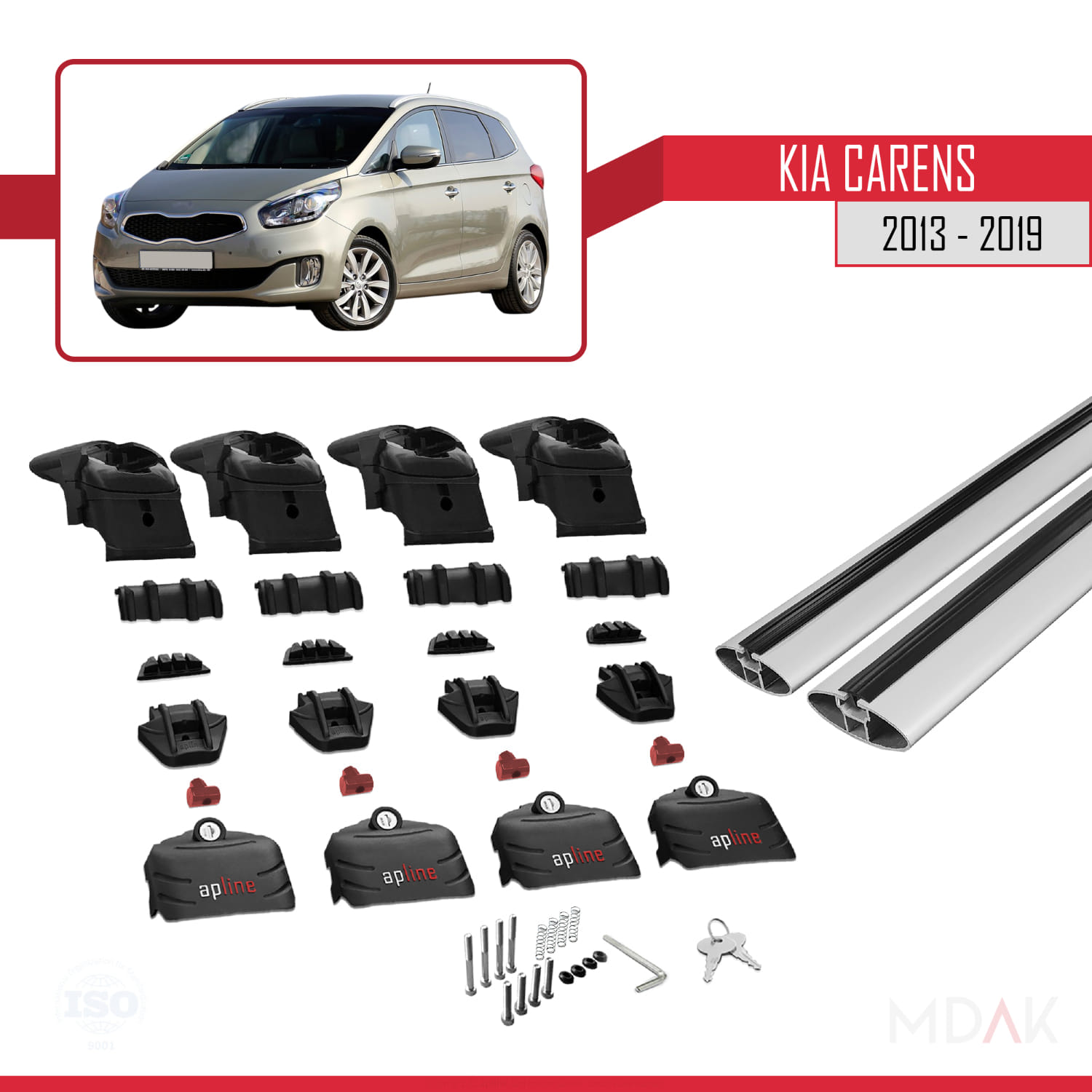 Kia Carens 2013-2019 Arası ile Uyumlu ACE-2 Model Ara Atkı Tavan Barı Gri 2 Adet - Görsel 5