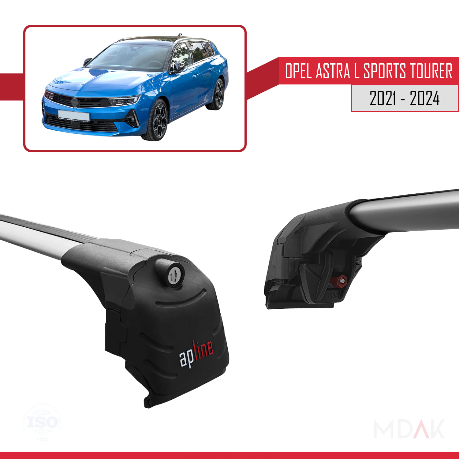 Opel Astra L Sports Tourer 2021-2024 Arası ile Uyumlu ACE-2 Model Ara Atkı Tavan Barı Gri 2 Adet - Görsel 3