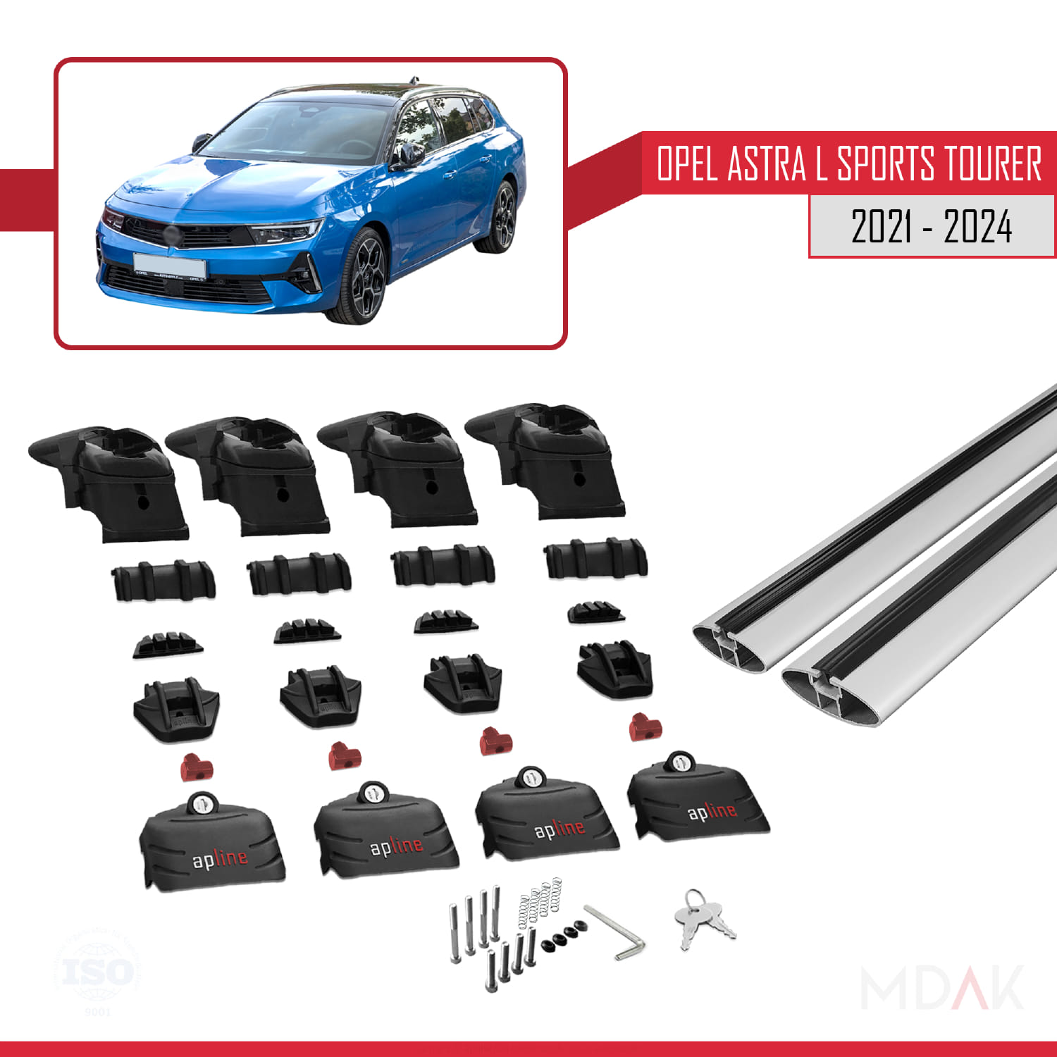Opel Astra L Sports Tourer 2021-2024 Arası ile Uyumlu ACE-2 Model Ara Atkı Tavan Barı Gri 2 Adet - Görsel 5