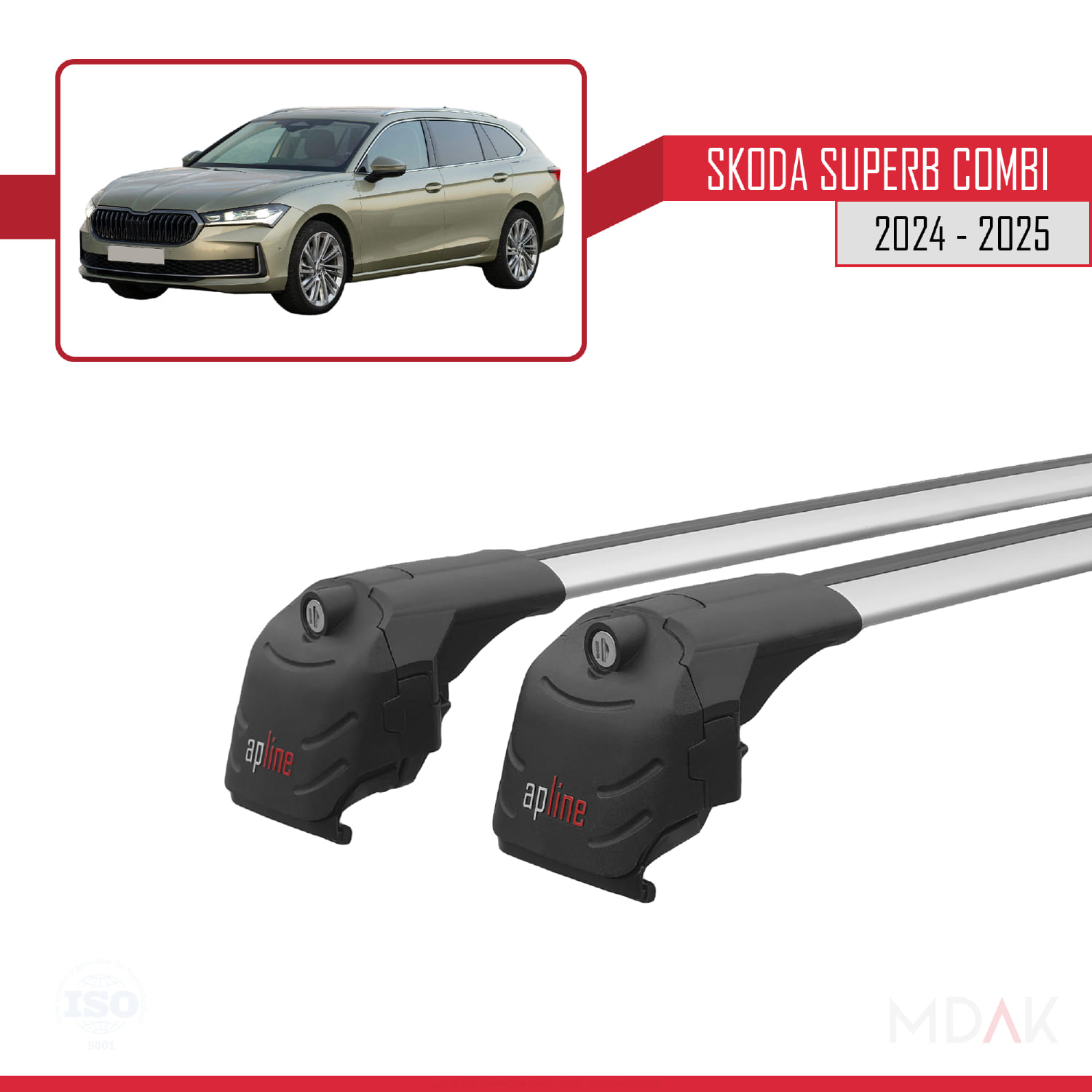 Skoda Superb Combi 2024 ve Sonrası ile Uyumlu ACE-2 Model Ara Atkı Tavan Barı Gri 2 Adet - Görsel 9