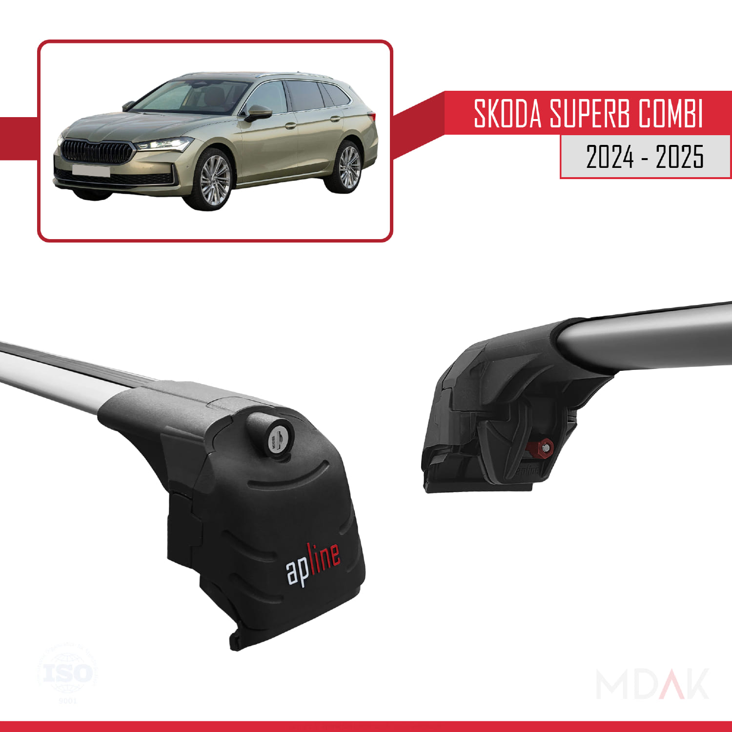 Skoda Superb Combi 2024 ve Sonrası ile Uyumlu ACE-2 Model Ara Atkı Tavan Barı Gri 2 Adet - Görsel 3