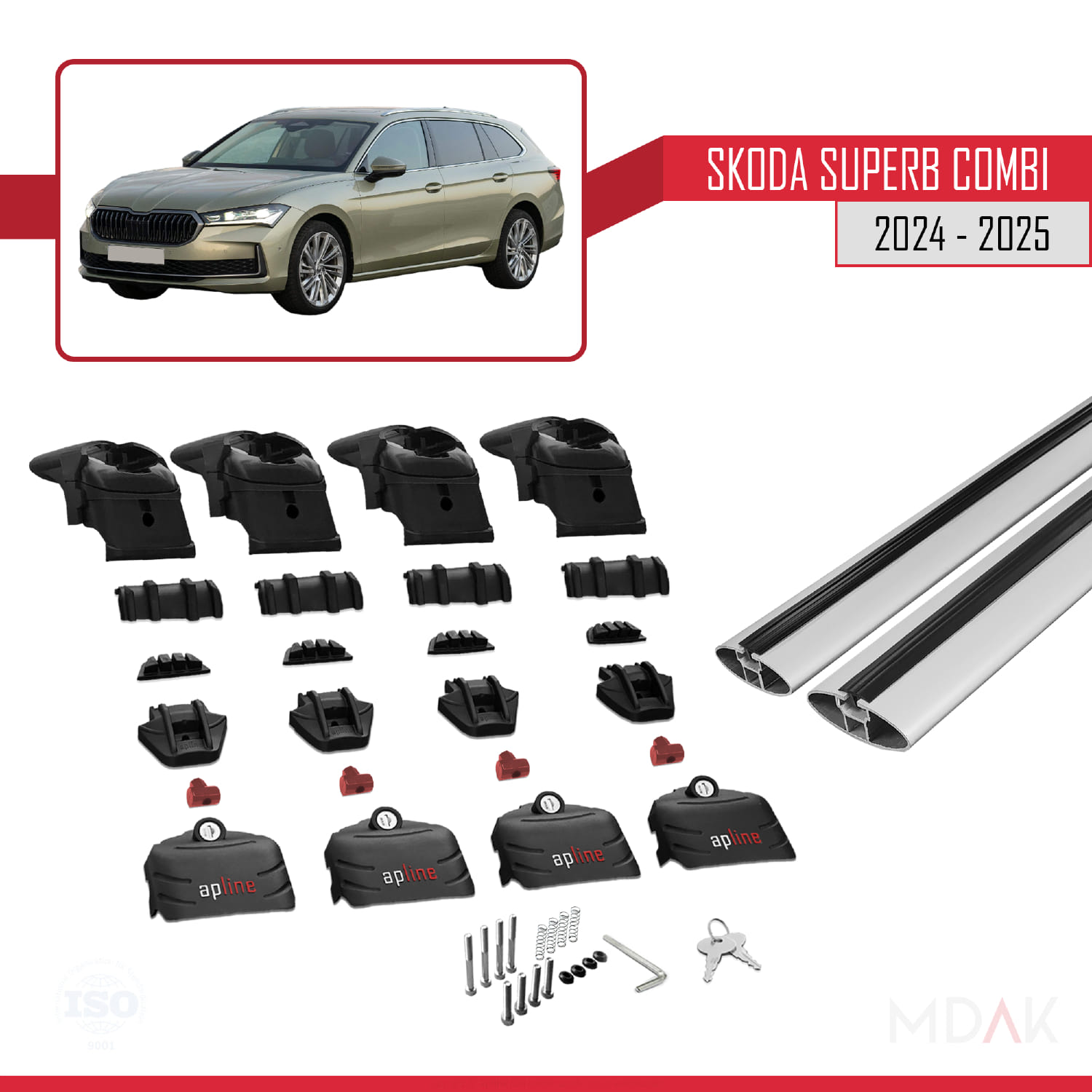 Skoda Superb Combi 2024 ve Sonrası ile Uyumlu ACE-2 Model Ara Atkı Tavan Barı Gri 2 Adet - Görsel 5