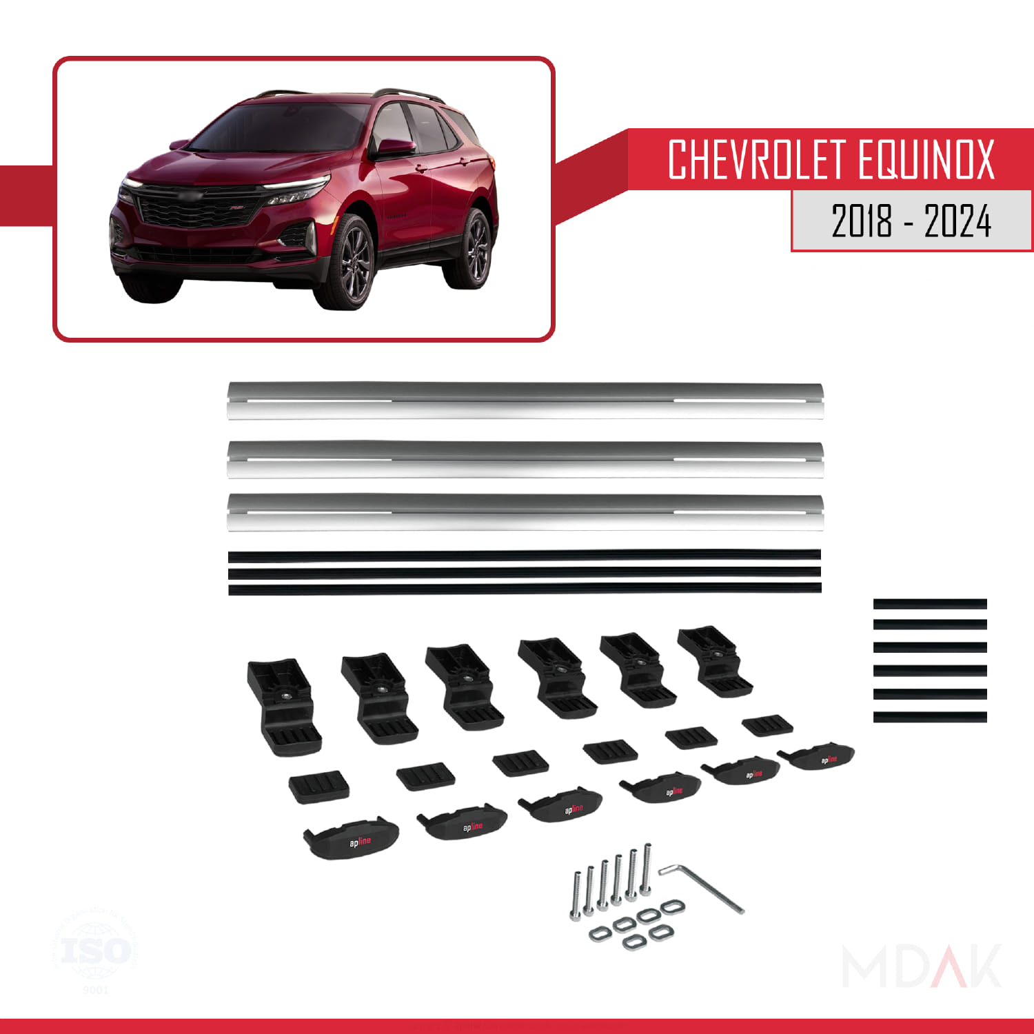 Chevrolet Equinox 2018-2024 Arası ile Uyumlu BASIC Model Ara Atkı Tavan Barı Gri 3 Adet - Görsel 6