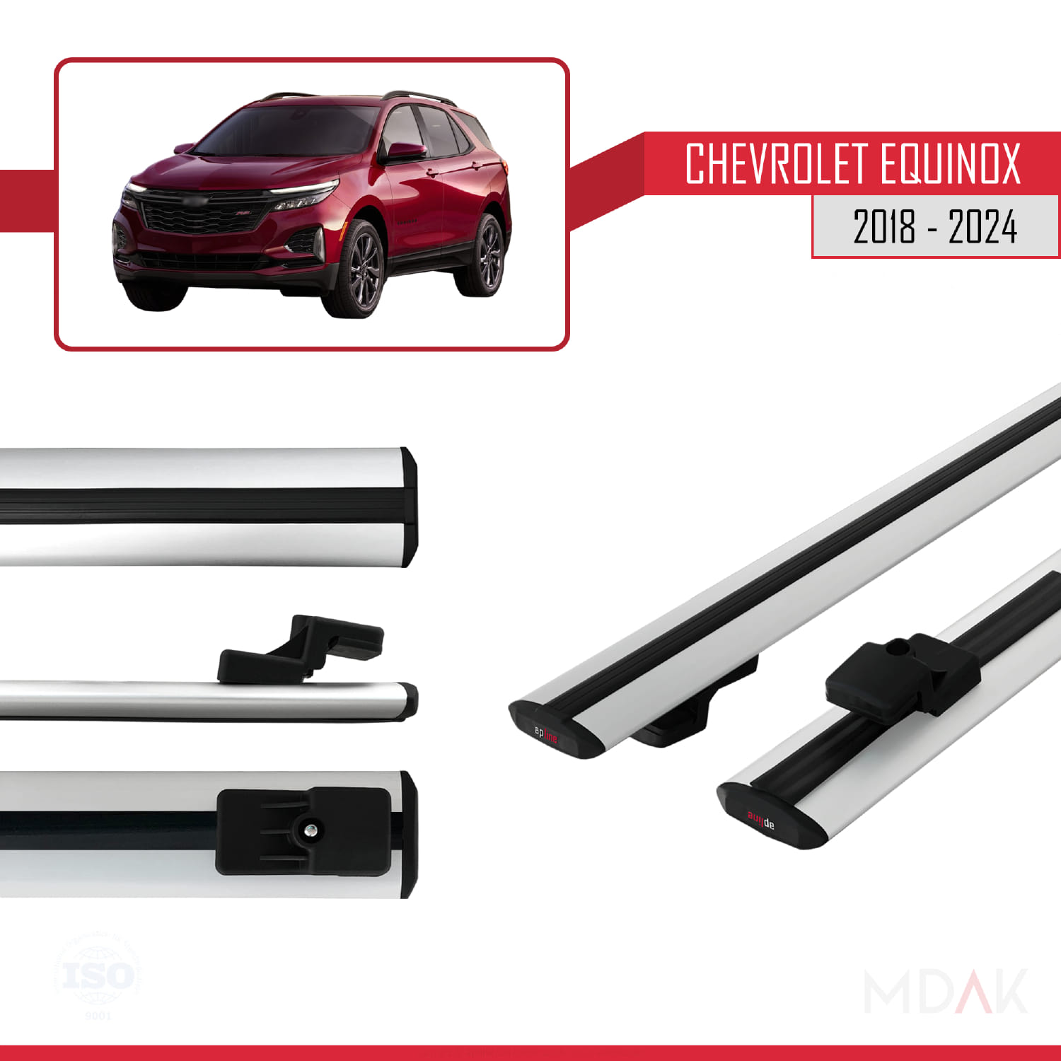 Chevrolet Equinox 2018-2024 Arası ile Uyumlu BASIC Model Ara Atkı Tavan Barı Gri 2 Adet - Görsel 3