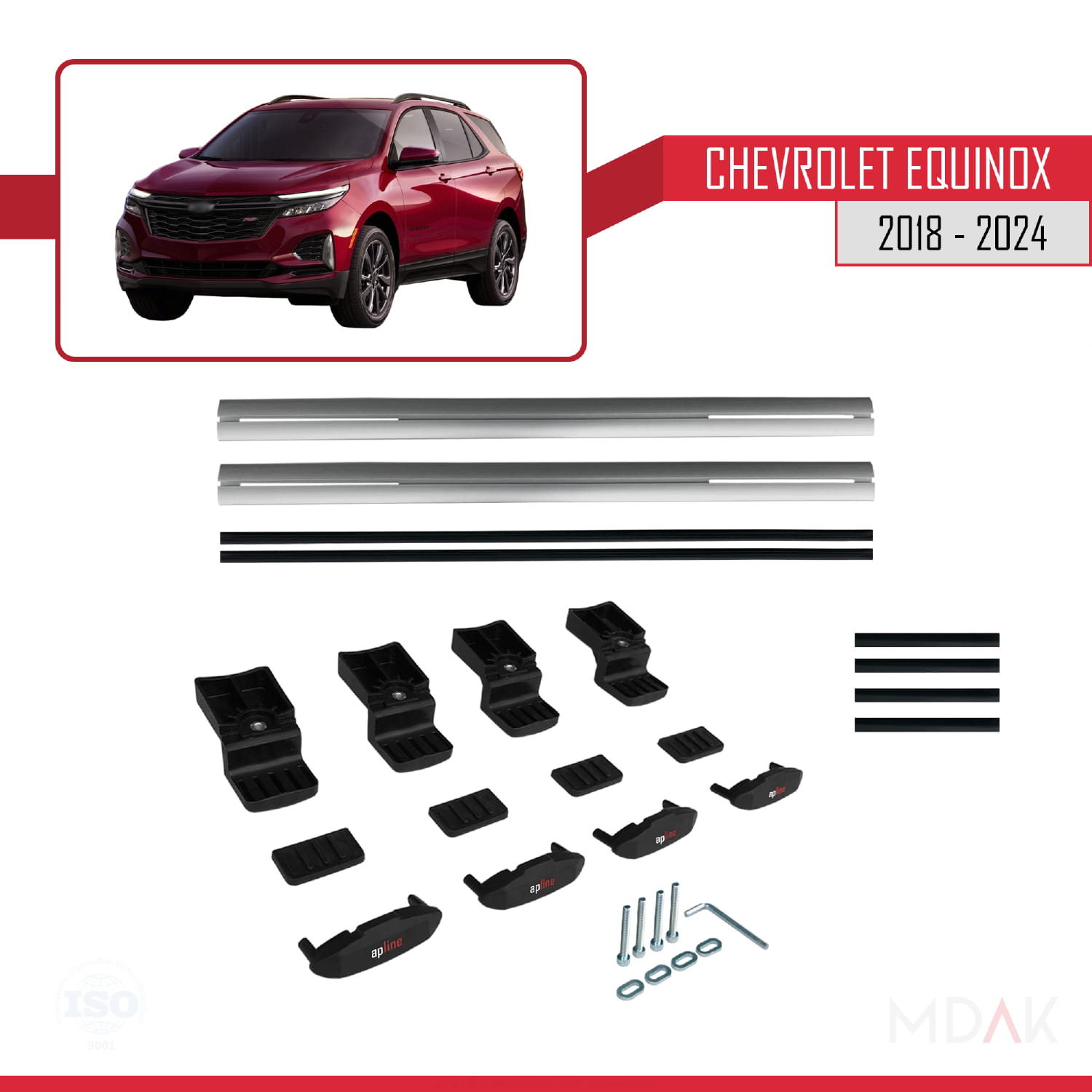 Chevrolet Equinox 2018-2024 Arası ile Uyumlu BASIC Model Ara Atkı Tavan Barı Gri 2 Adet - Görsel 6