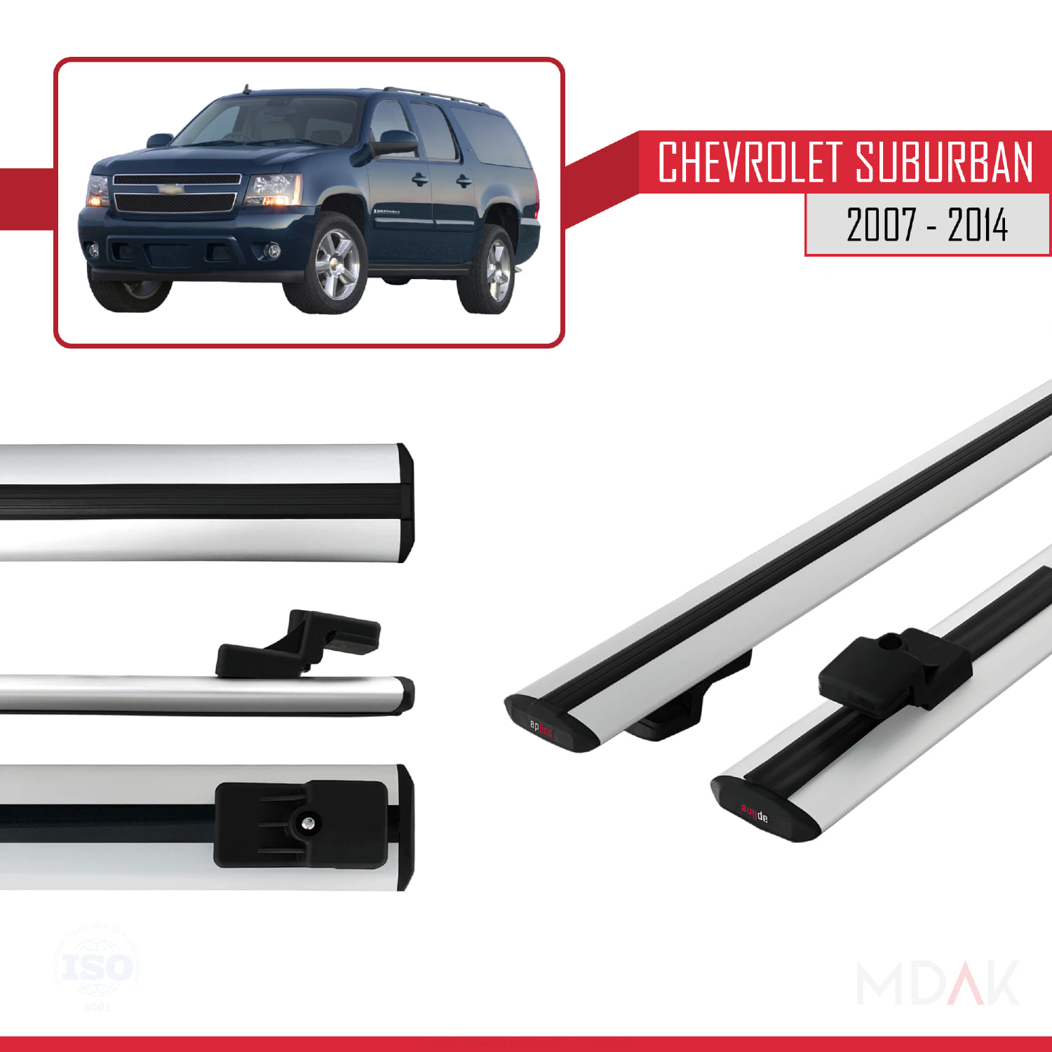 Chevrolet Suburban 2007-2014 Arası ile Uyumlu BASIC Model Ara Atkı Tavan Barı Gri 2 Adet - Görsel 3