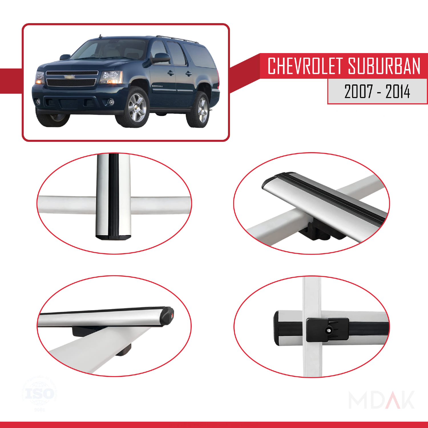 Chevrolet Suburban 2007-2014 Arası ile Uyumlu BASIC Model Ara Atkı Tavan Barı Gri 2 Adet - Görsel 4