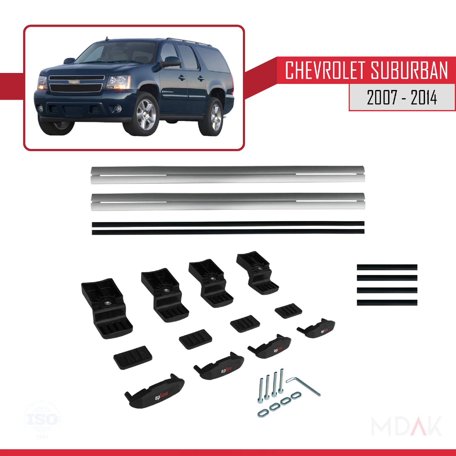 Chevrolet Suburban 2007-2014 Arası ile Uyumlu BASIC Model Ara Atkı Tavan Barı Gri 2 Adet - Görsel 6