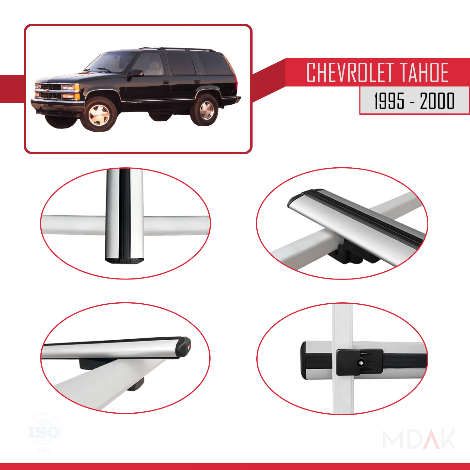 Chevrolet Tahoe 1995-2000 Arası ile Uyumlu BASIC Model Ara Atkı Tavan Barı Gri 3 Adet - Görsel 4