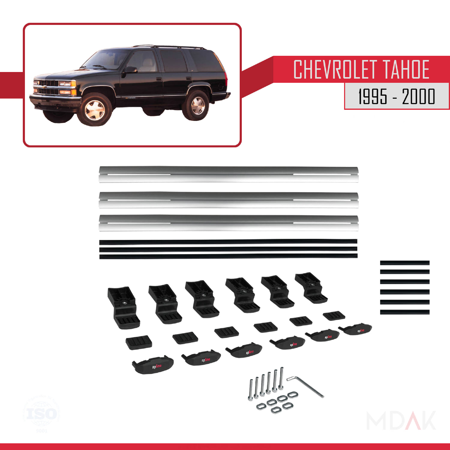 Chevrolet Tahoe 1995-2000 Arası ile Uyumlu BASIC Model Ara Atkı Tavan Barı Gri 3 Adet - Görsel 6