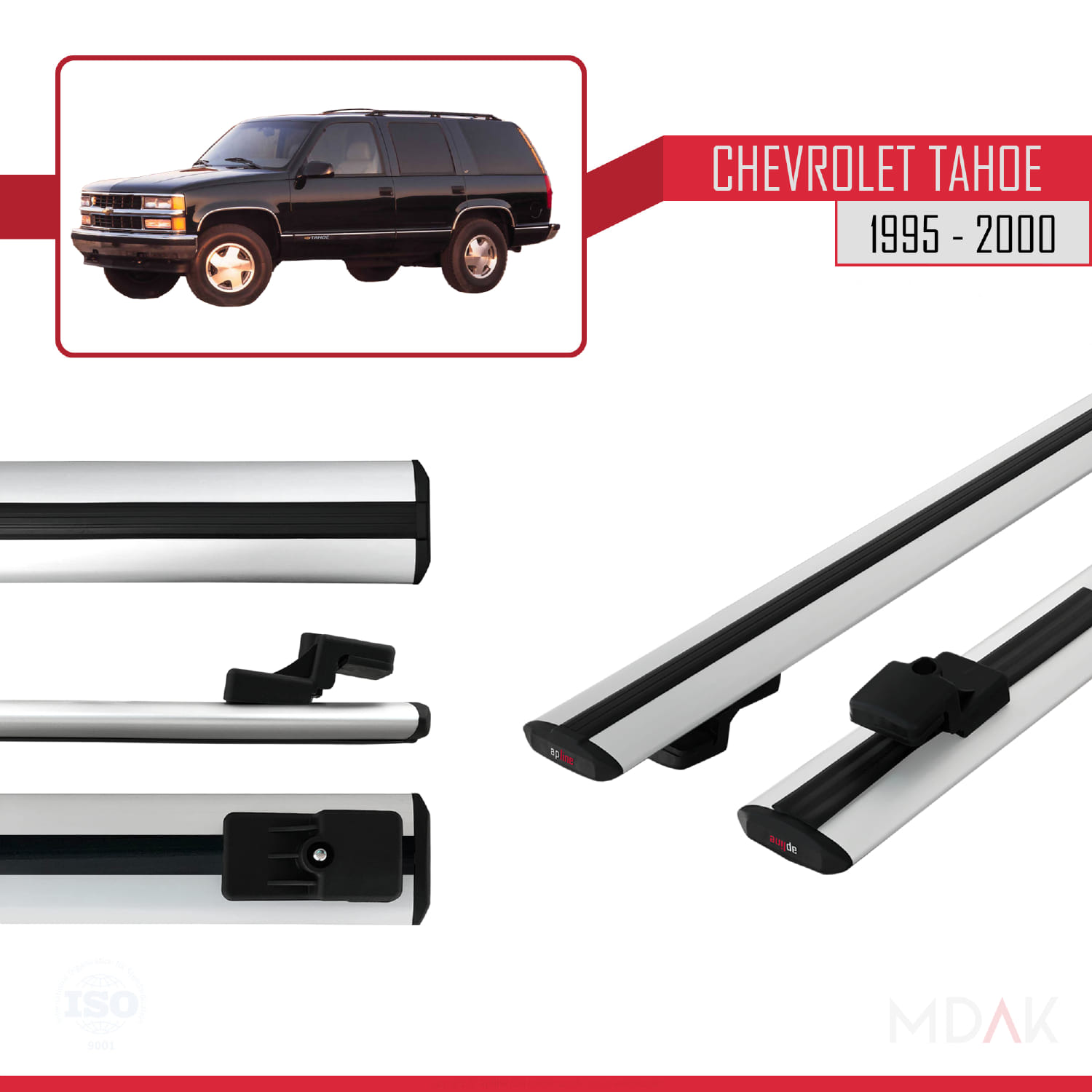 Chevrolet Tahoe 1995-2000 Arası ile Uyumlu BASIC Model Ara Atkı Tavan Barı Gri 2 Adet - Görsel 3