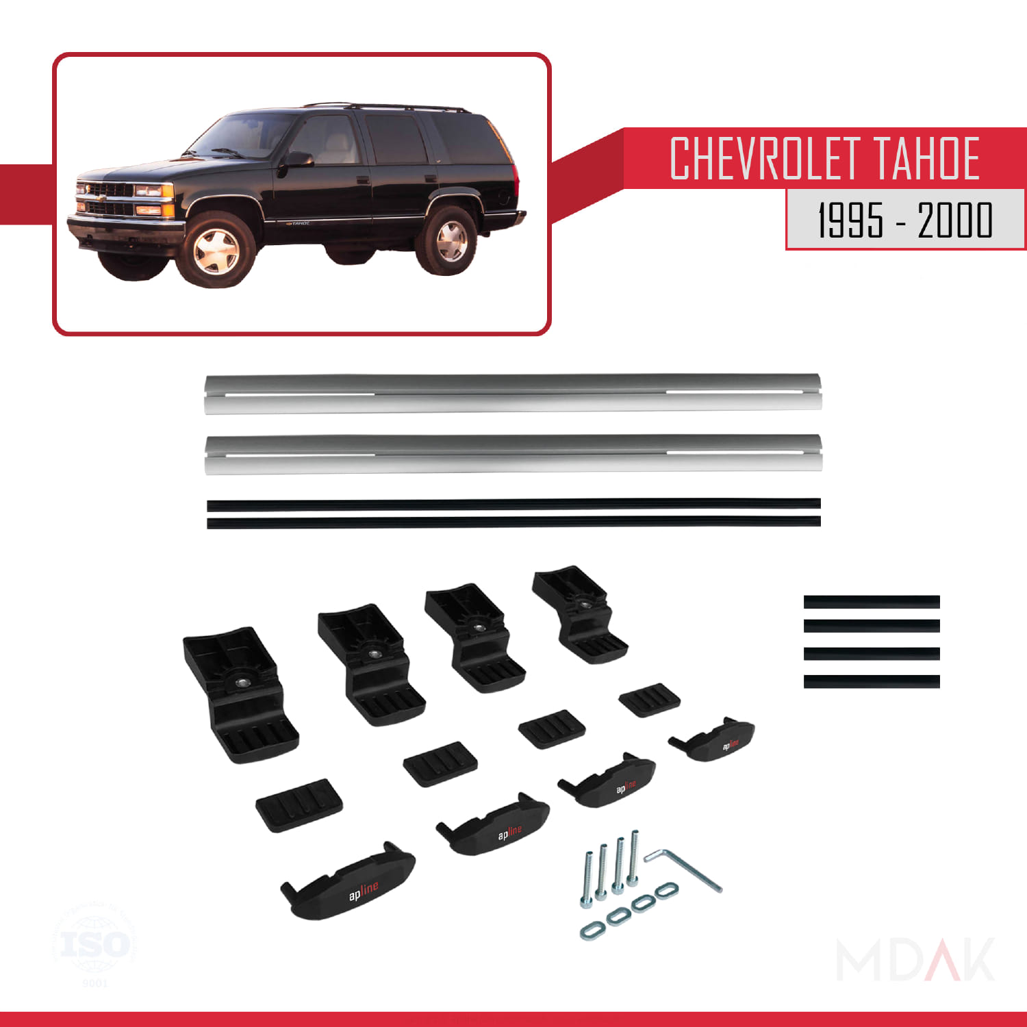 Chevrolet Tahoe 1995-2000 Arası ile Uyumlu BASIC Model Ara Atkı Tavan Barı Gri 2 Adet - Görsel 6