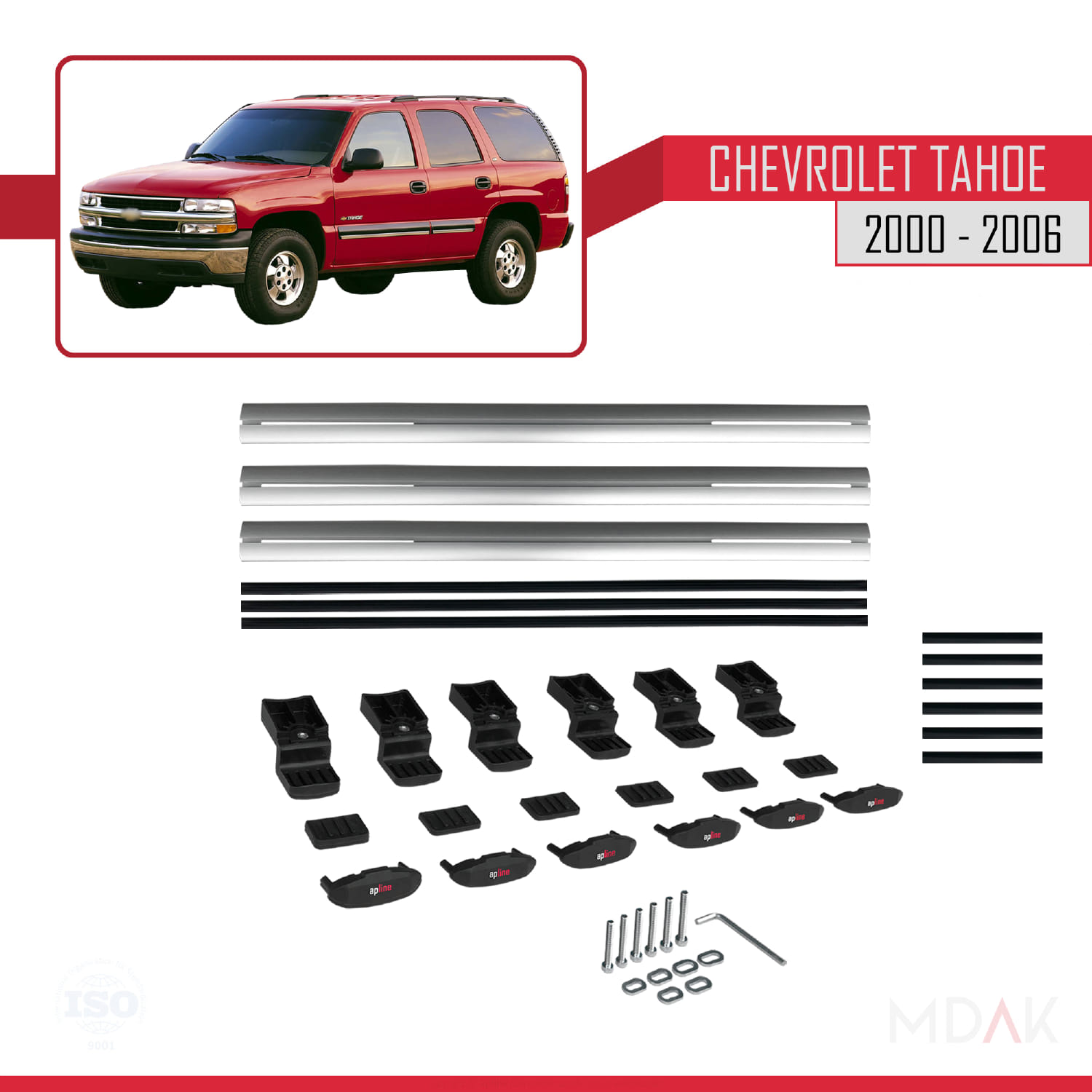 Chevrolet Tahoe 2000-2006 Arası ile Uyumlu BASIC Model Ara Atkı Tavan Barı Gri 3 Adet - Görsel 6
