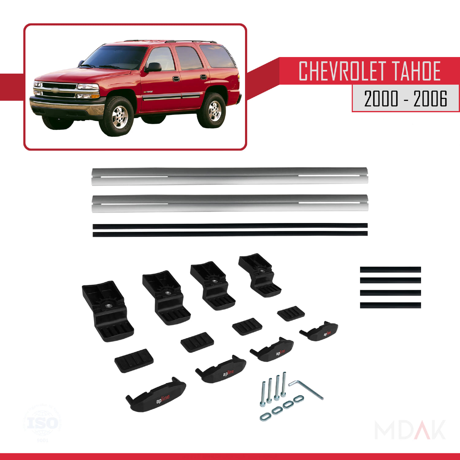 Chevrolet Tahoe 2000-2006 Arası ile Uyumlu BASIC Model Ara Atkı Tavan Barı Gri 2 Adet - Görsel 6