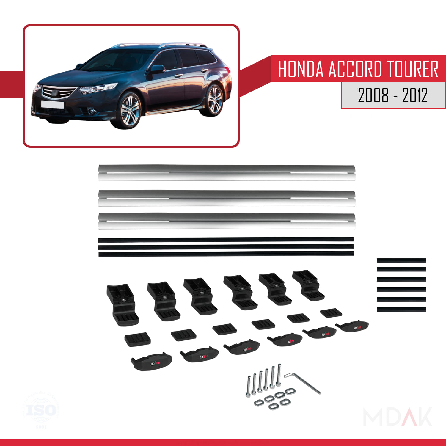 Honda Accord Tourer 2008-2012 Arası ile Uyumlu BASIC Model Ara Atkı Tavan Barı Gri 3 Adet - Görsel 6