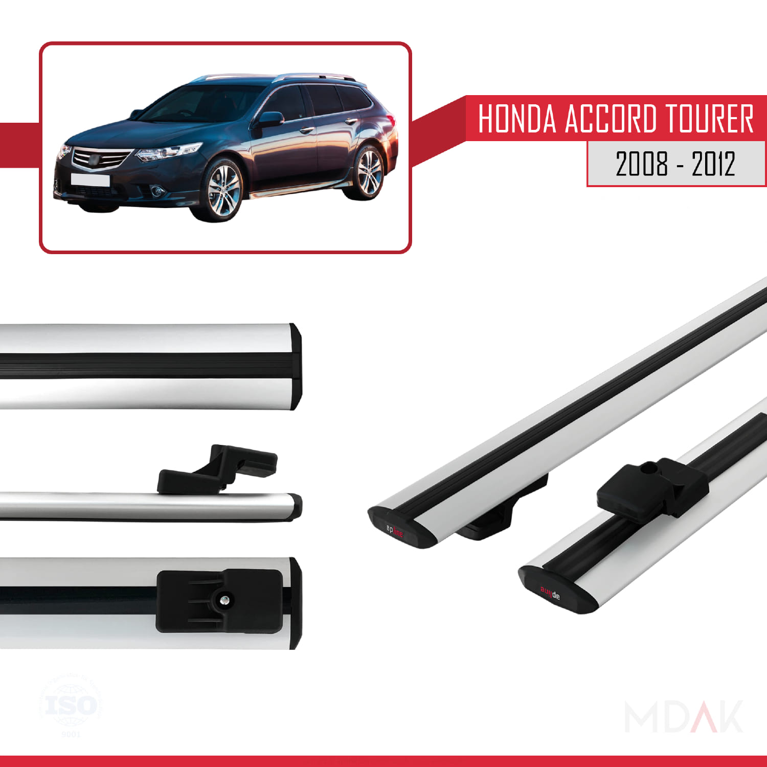 Honda Accord Tourer 2008-2012 Arası ile Uyumlu BASIC Model Ara Atkı Tavan Barı Gri 2 Adet - Görsel 3